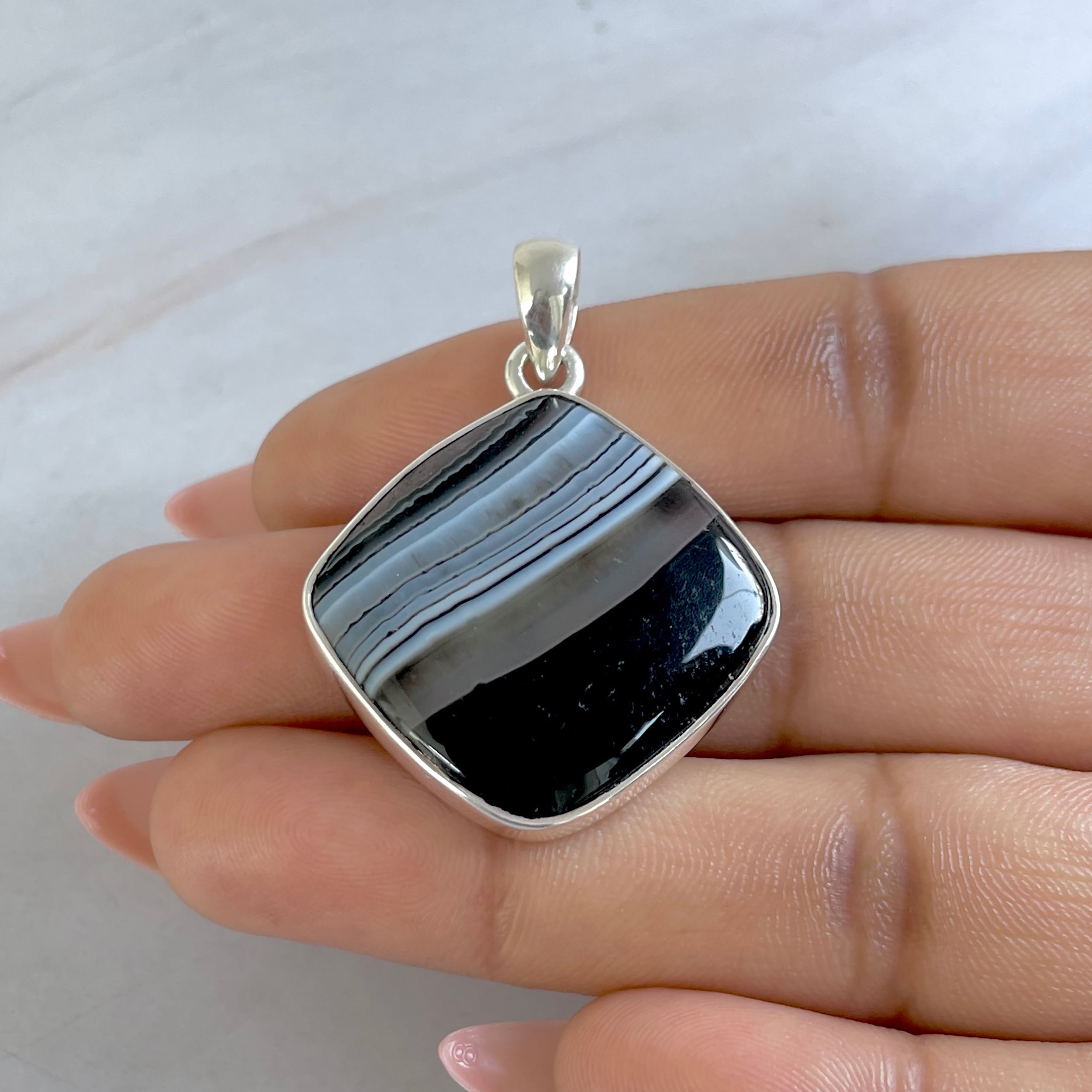 Banded Agate Pendant-(BAG-P-64.)