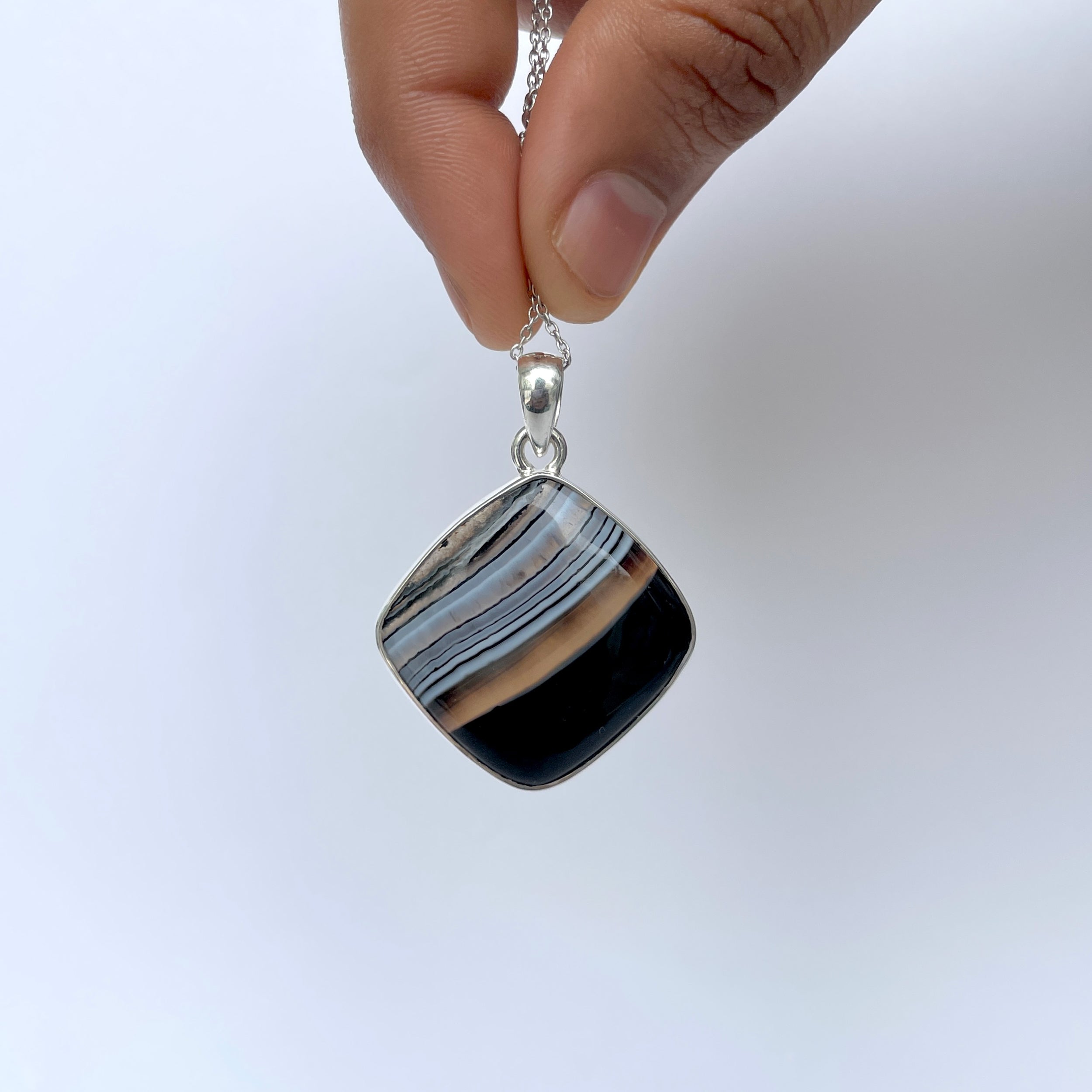 Banded Agate Pendant-(BAG-P-64.)