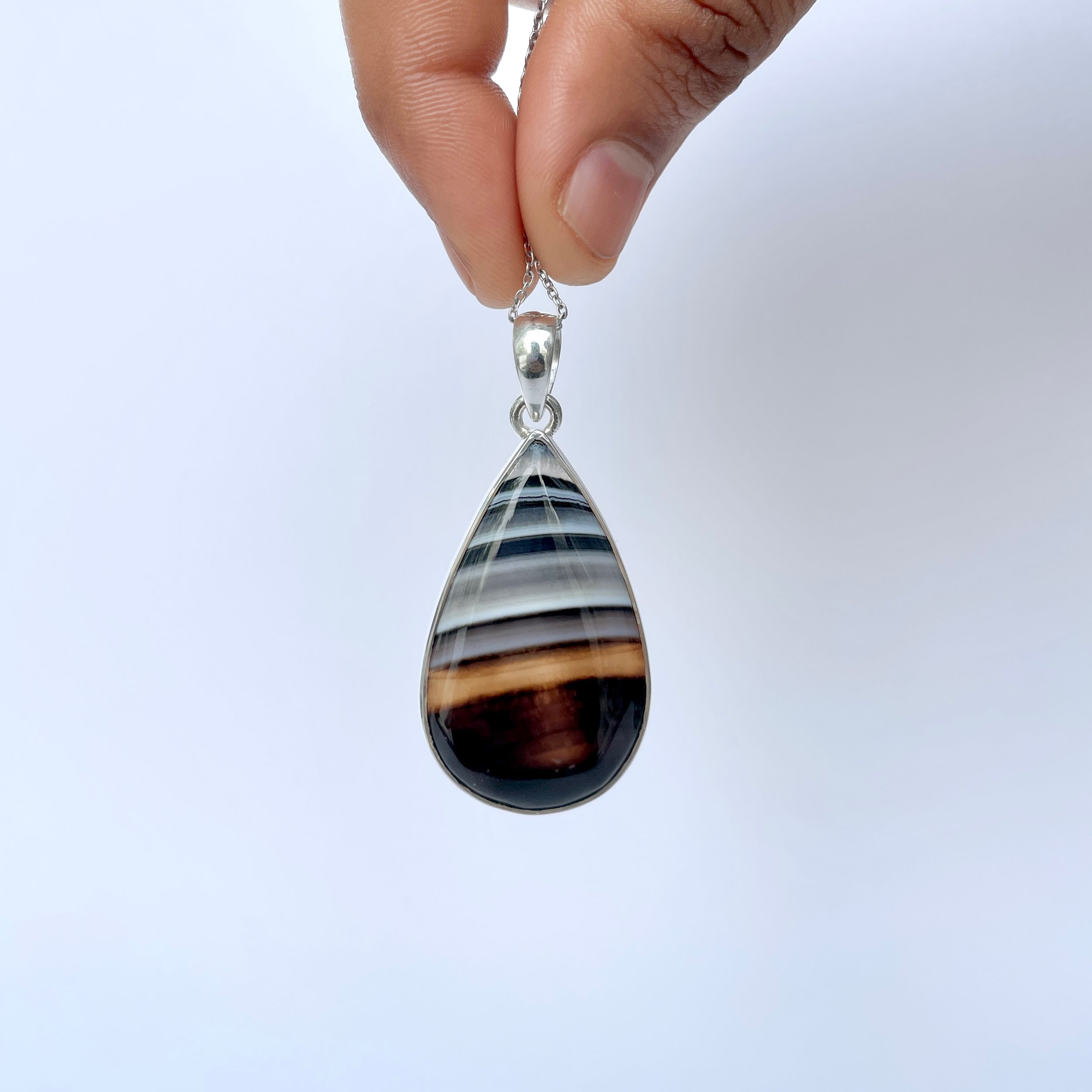 Banded Agate Pendant-(BAG-P-69.)
