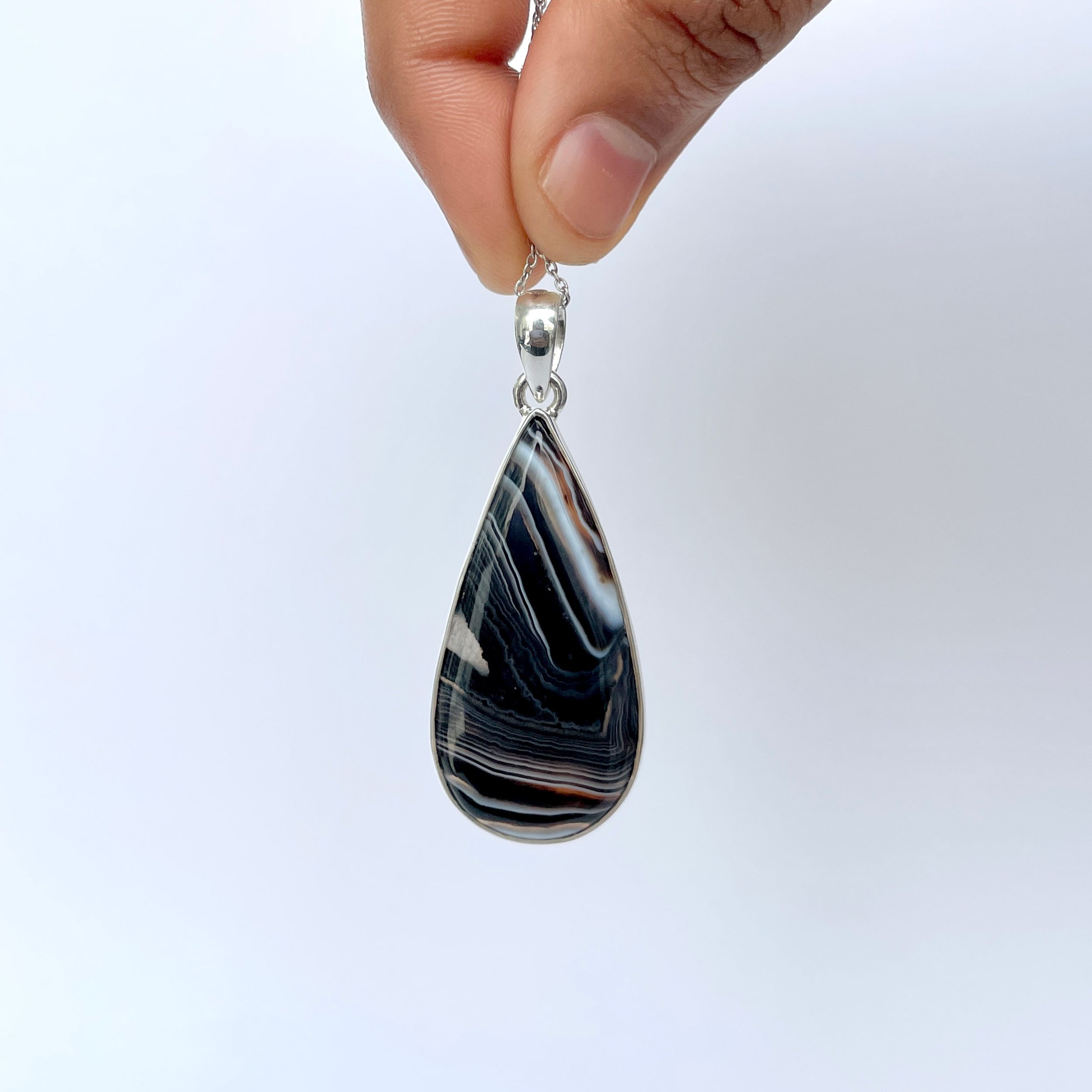 Banded Agate Pendant-(BAG-P-74.)