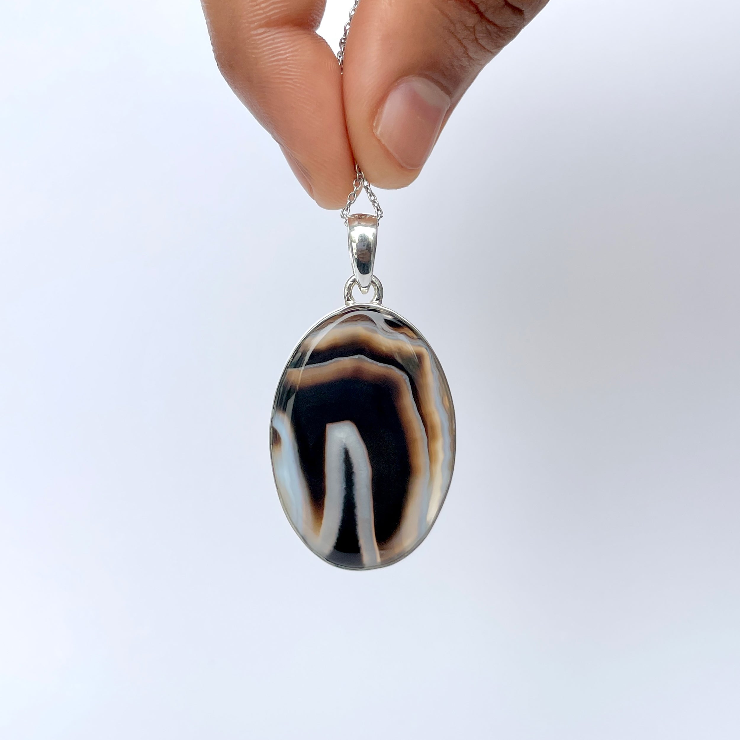 Banded Agate Pendant-(BAG-P-78.)