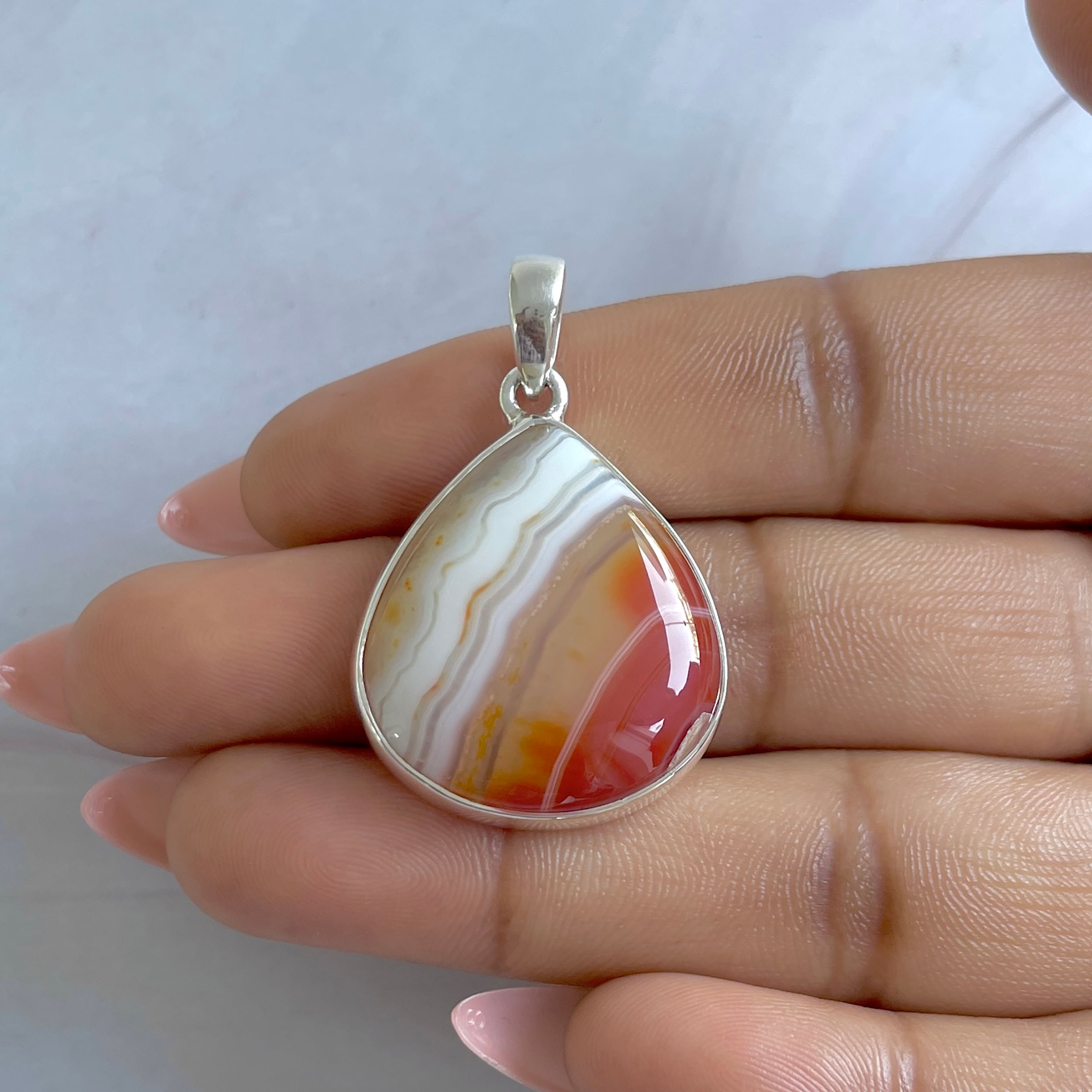 Banded Agate Pendant-(BAG-P-80.)