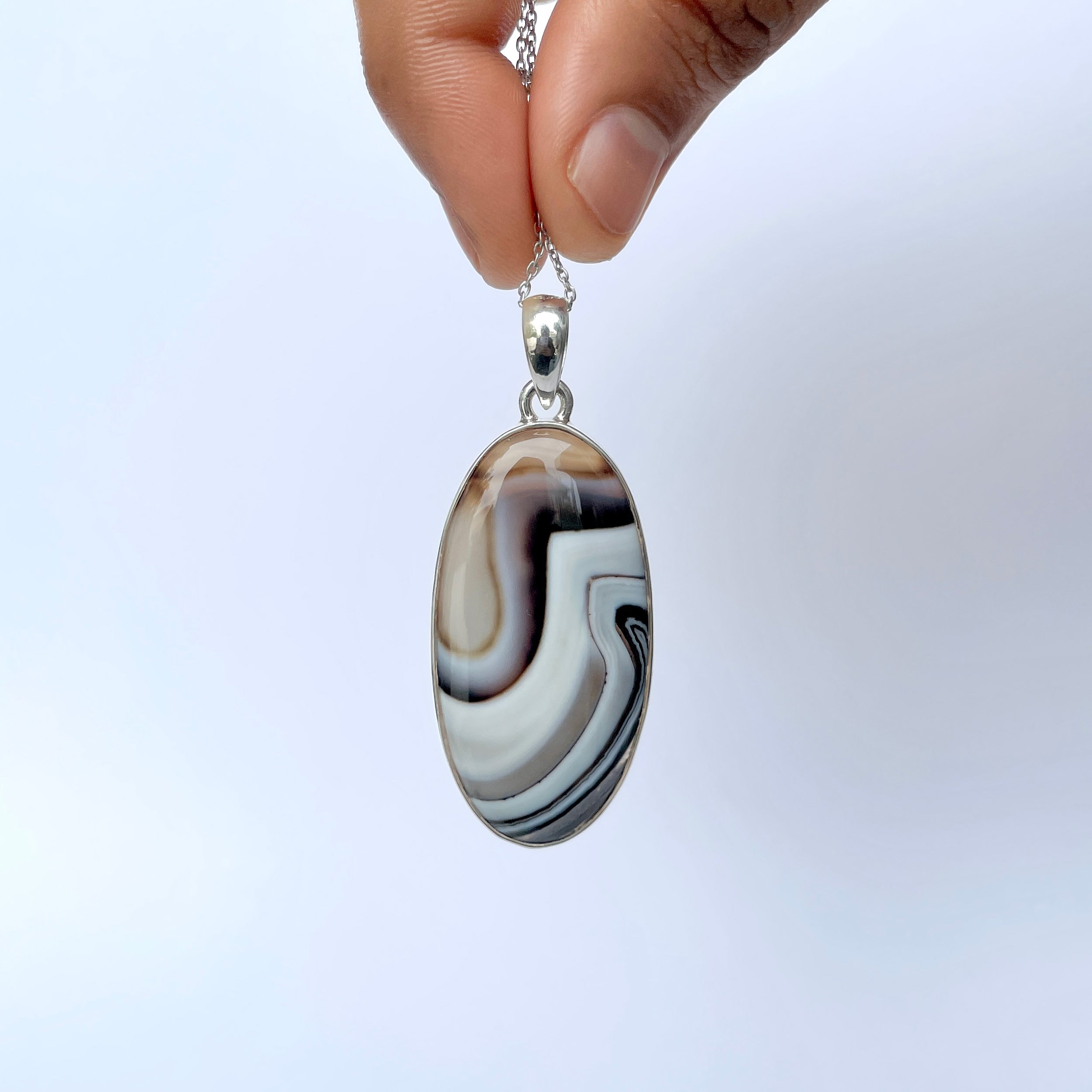 Banded Agate Pendant-(BAG-P-86.)