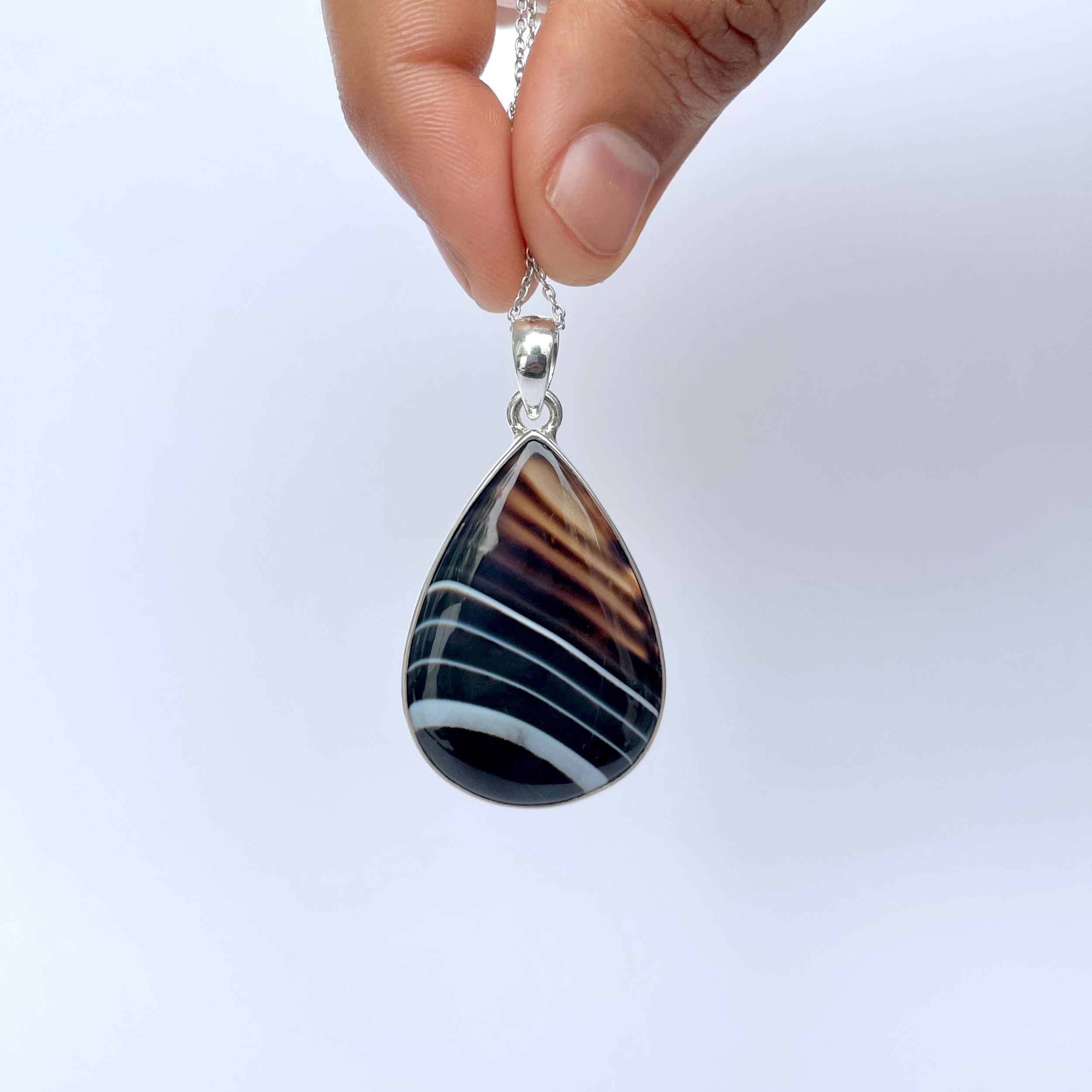 Banded Agate Pendant-(BAG-P-89.)