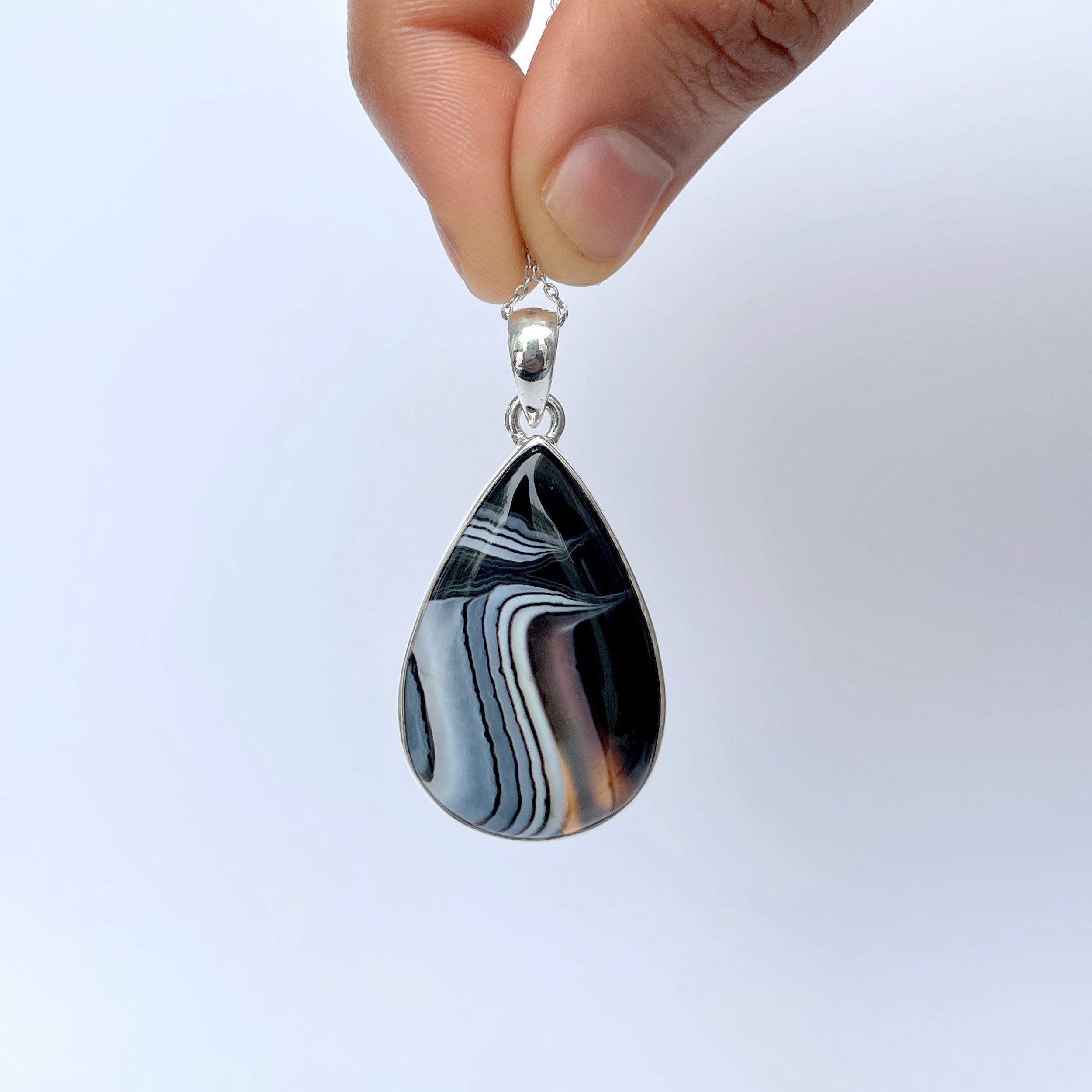 Banded Agate Pendant-(BAG-P-95.)