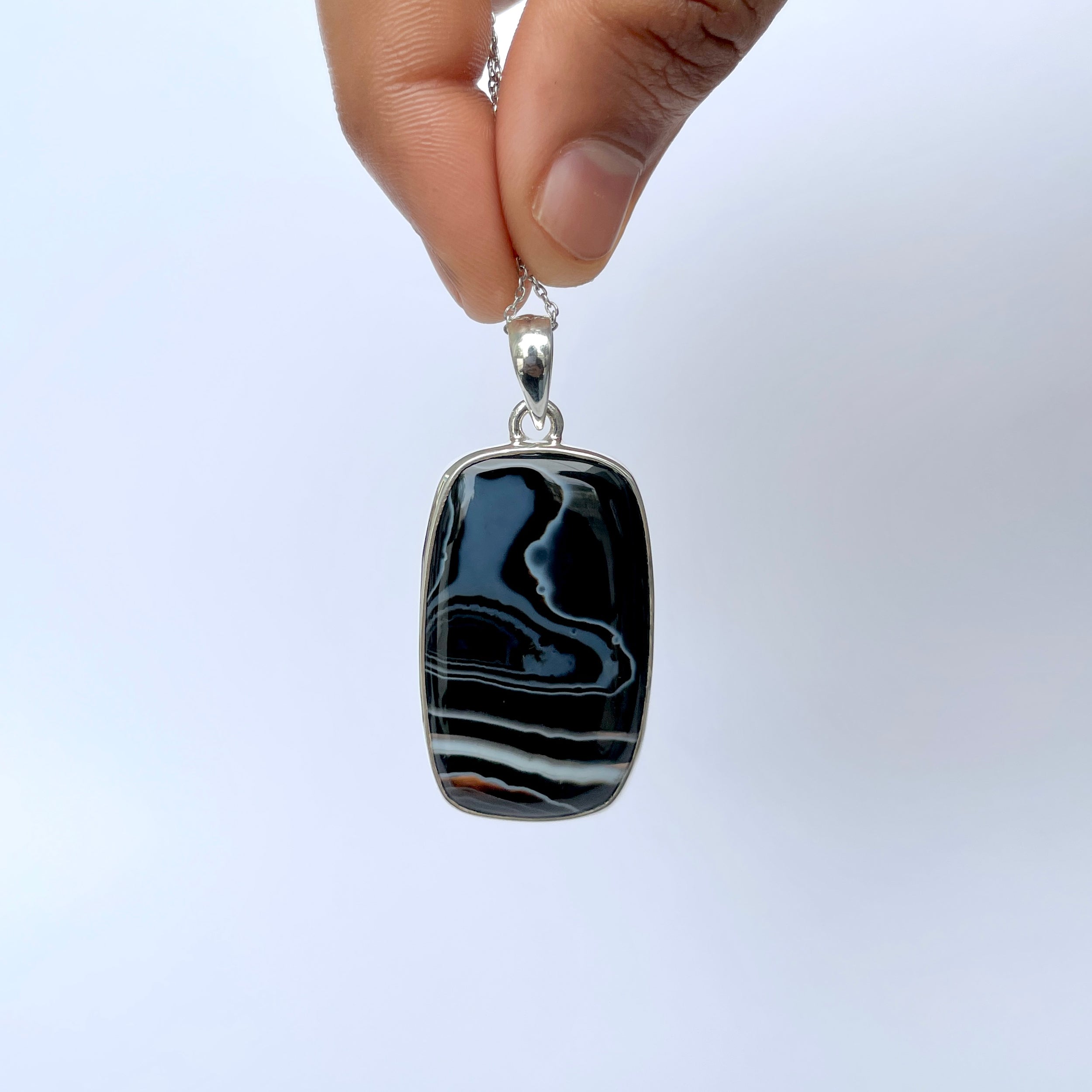 Banded Agate Pendant-(BAG-P-98.)