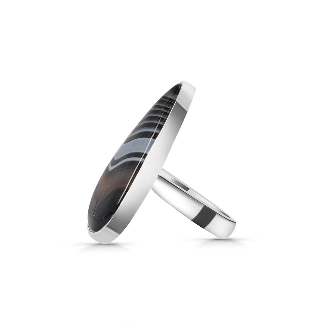 Banded Agate Adjustable Ring-(BAG-R-14.)