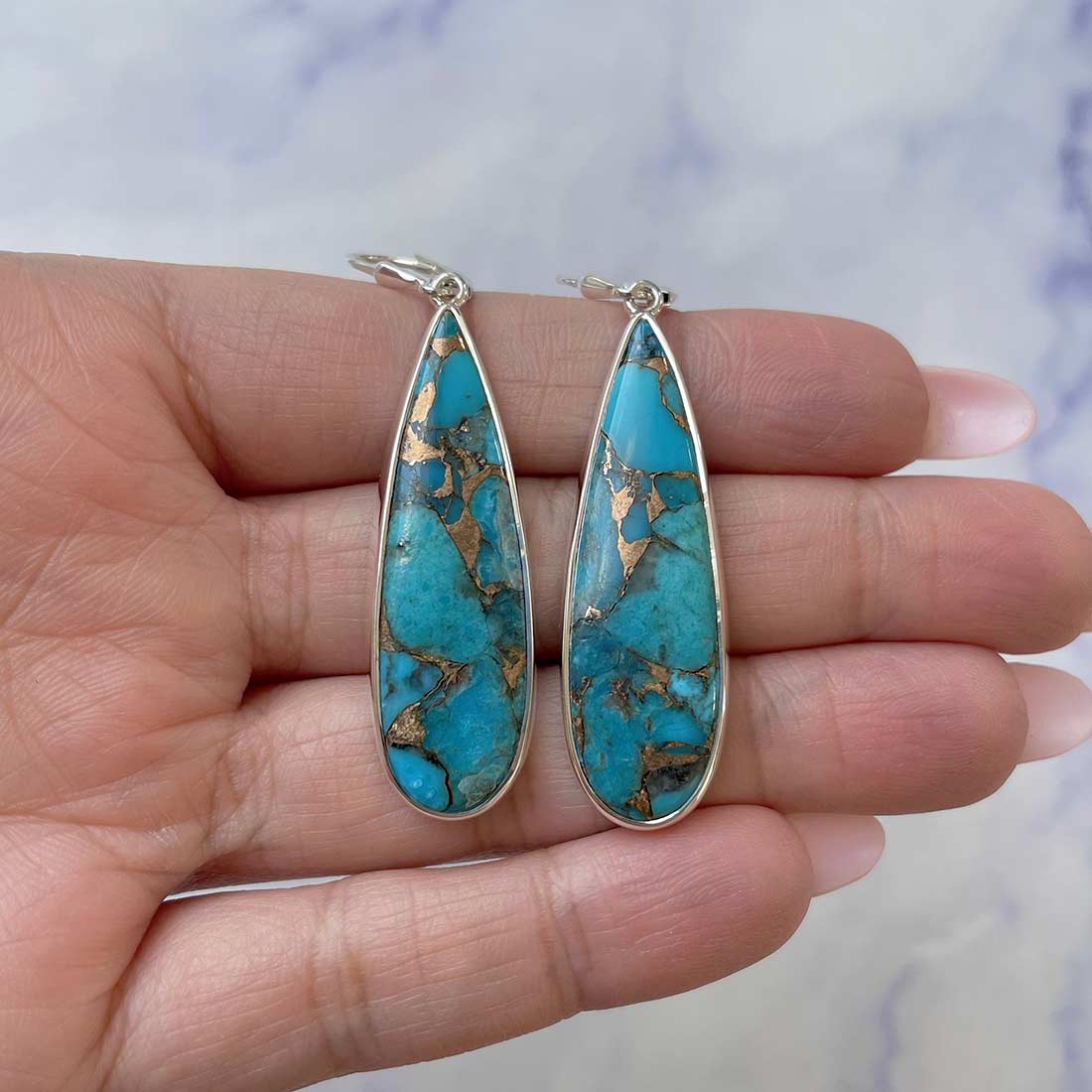 Blue Mojave Copper Turquoise Earring-(BCT-E-14.)