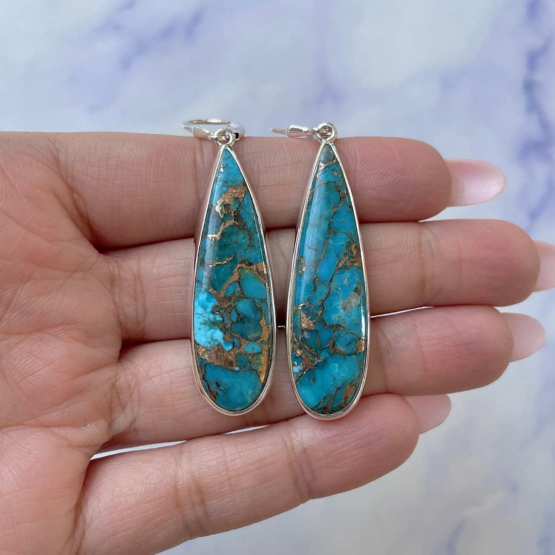 Blue Mojave Copper Turquoise Earring-(BCT-E-25.)