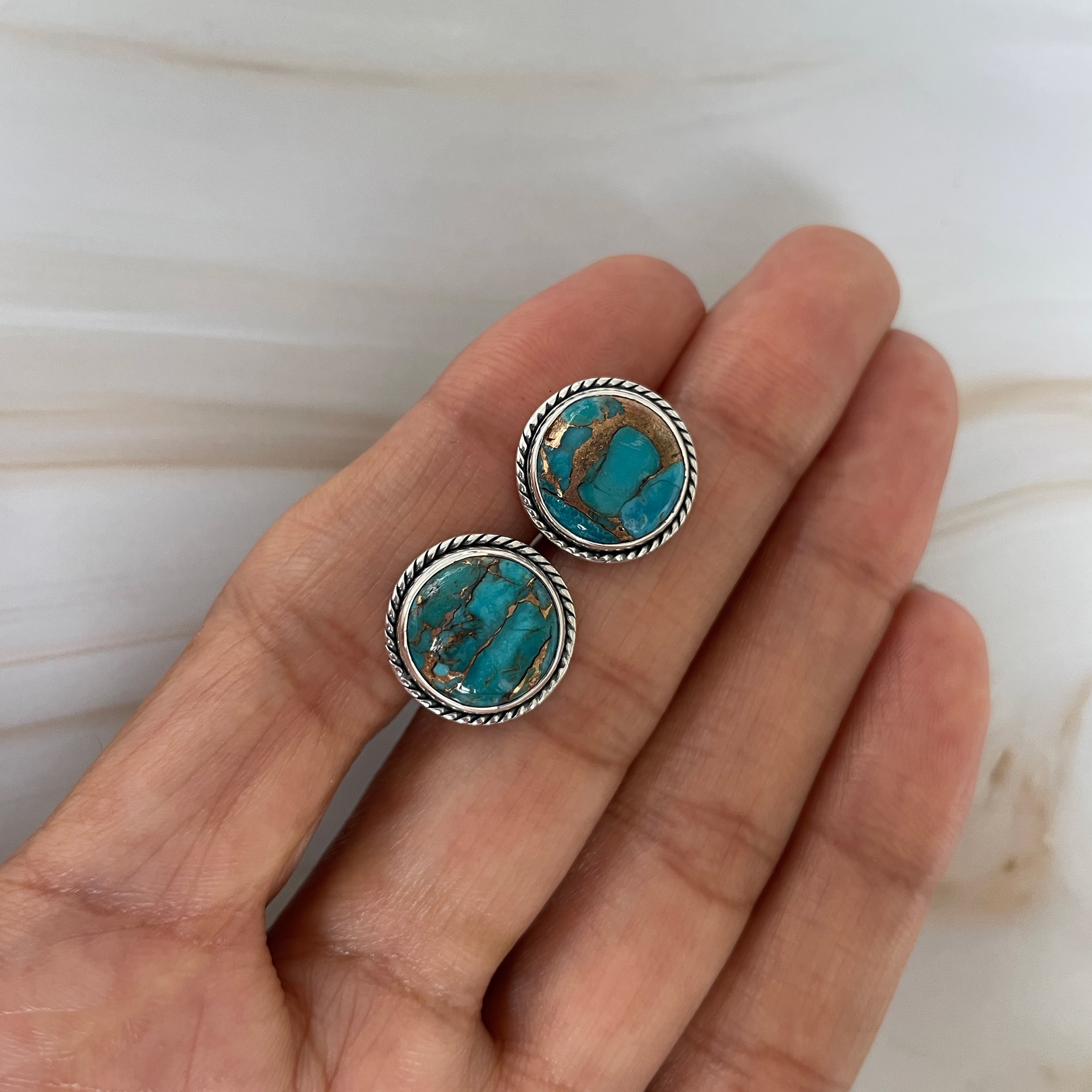 Mojave Copper Turquoise Stud Earring-(BCT-E-29.)
