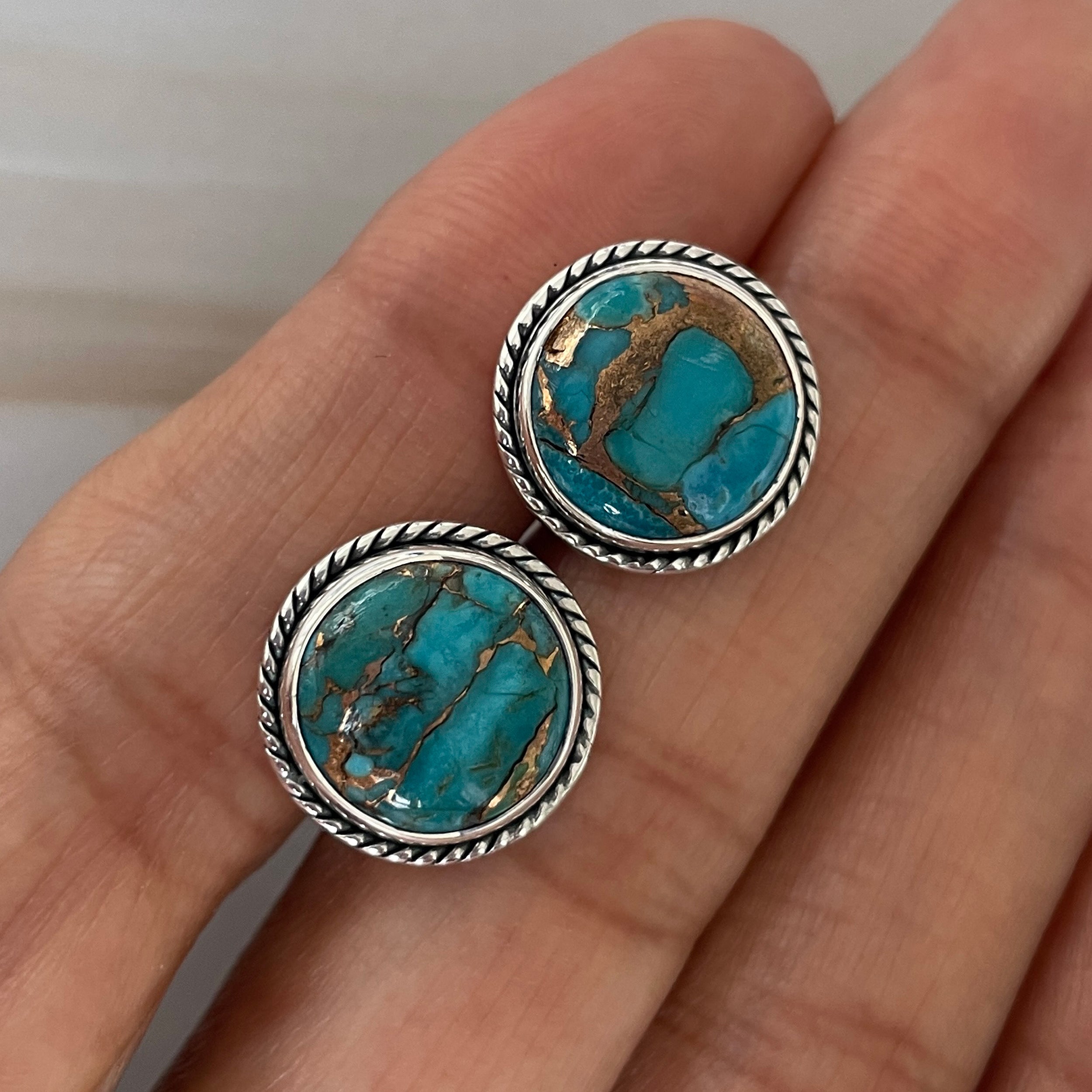 Mojave Copper Turquoise Stud Earring-(BCT-E-29.)