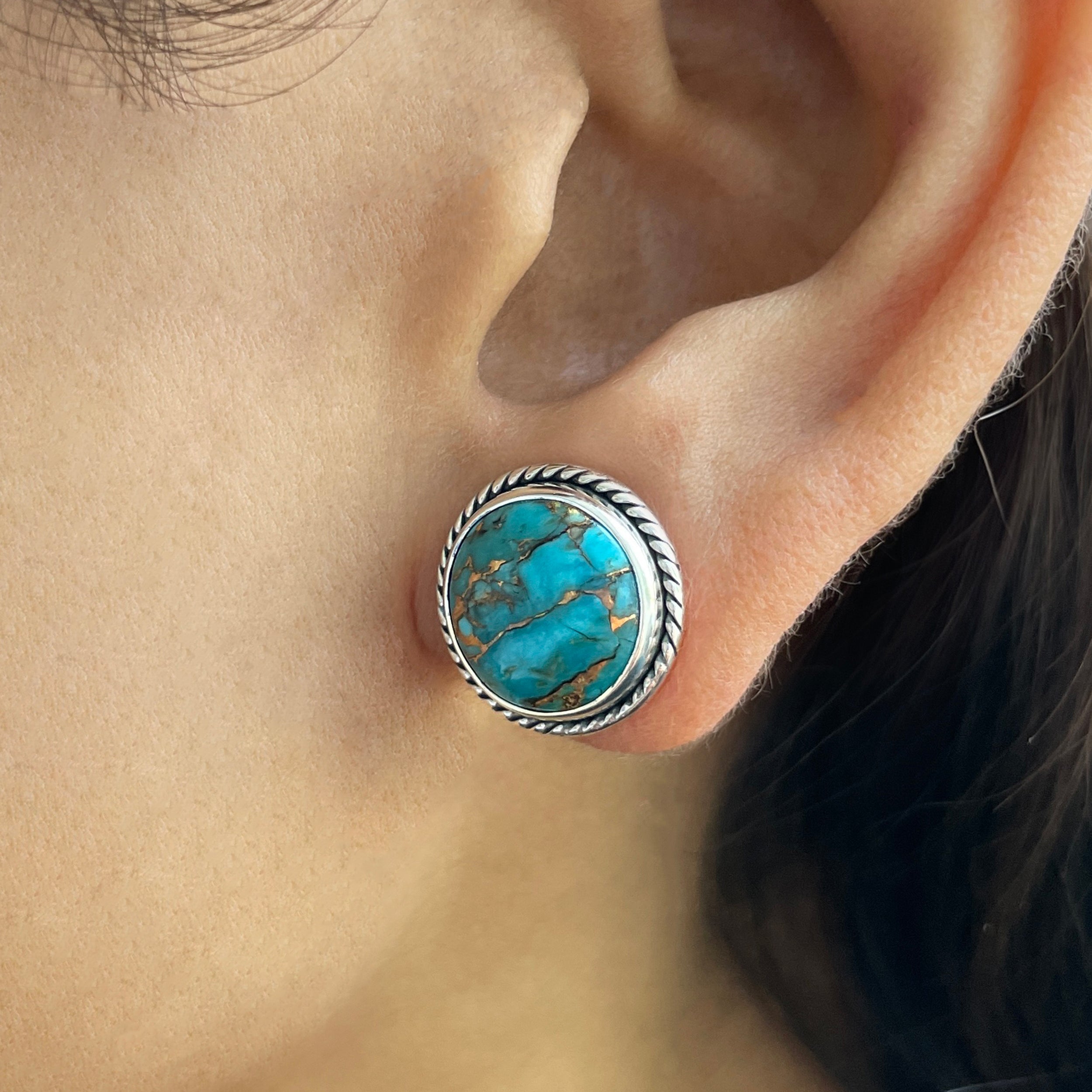 Mojave Copper Turquoise Stud Earring-(BCT-E-29.)