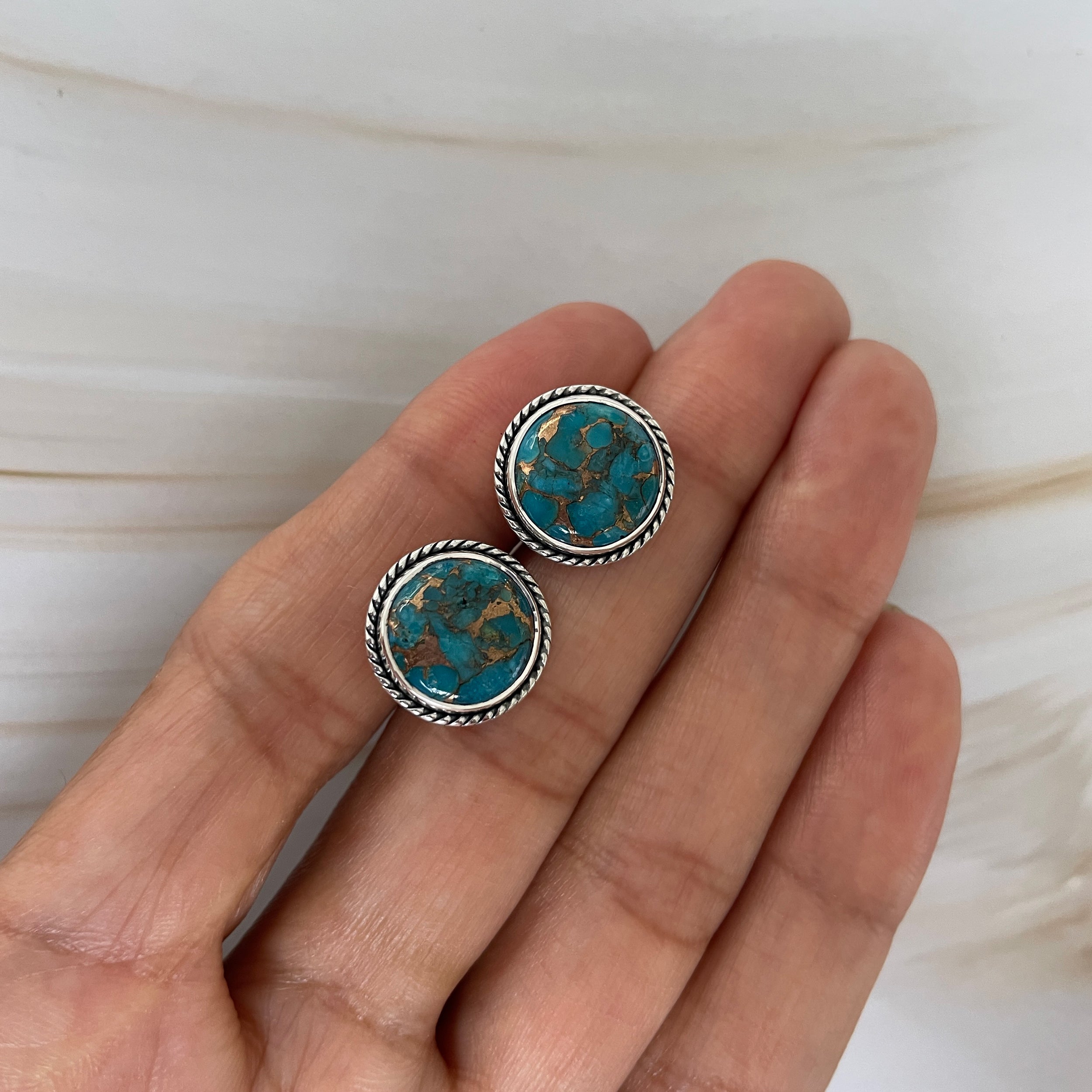 Mojave Copper Turquoise Stud Earring-(BCT-E-31.)