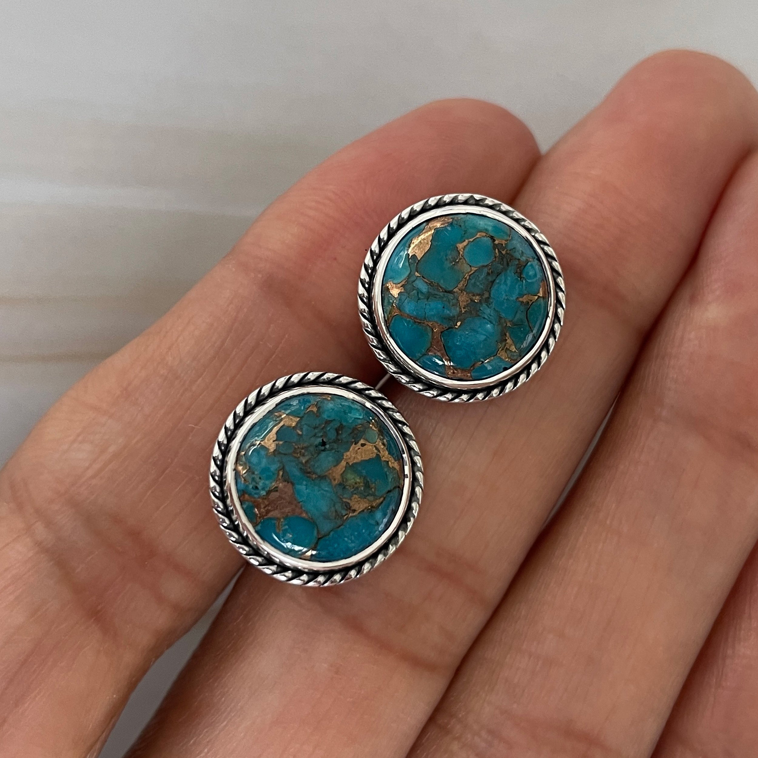 Mojave Copper Turquoise Stud Earring-(BCT-E-31.)