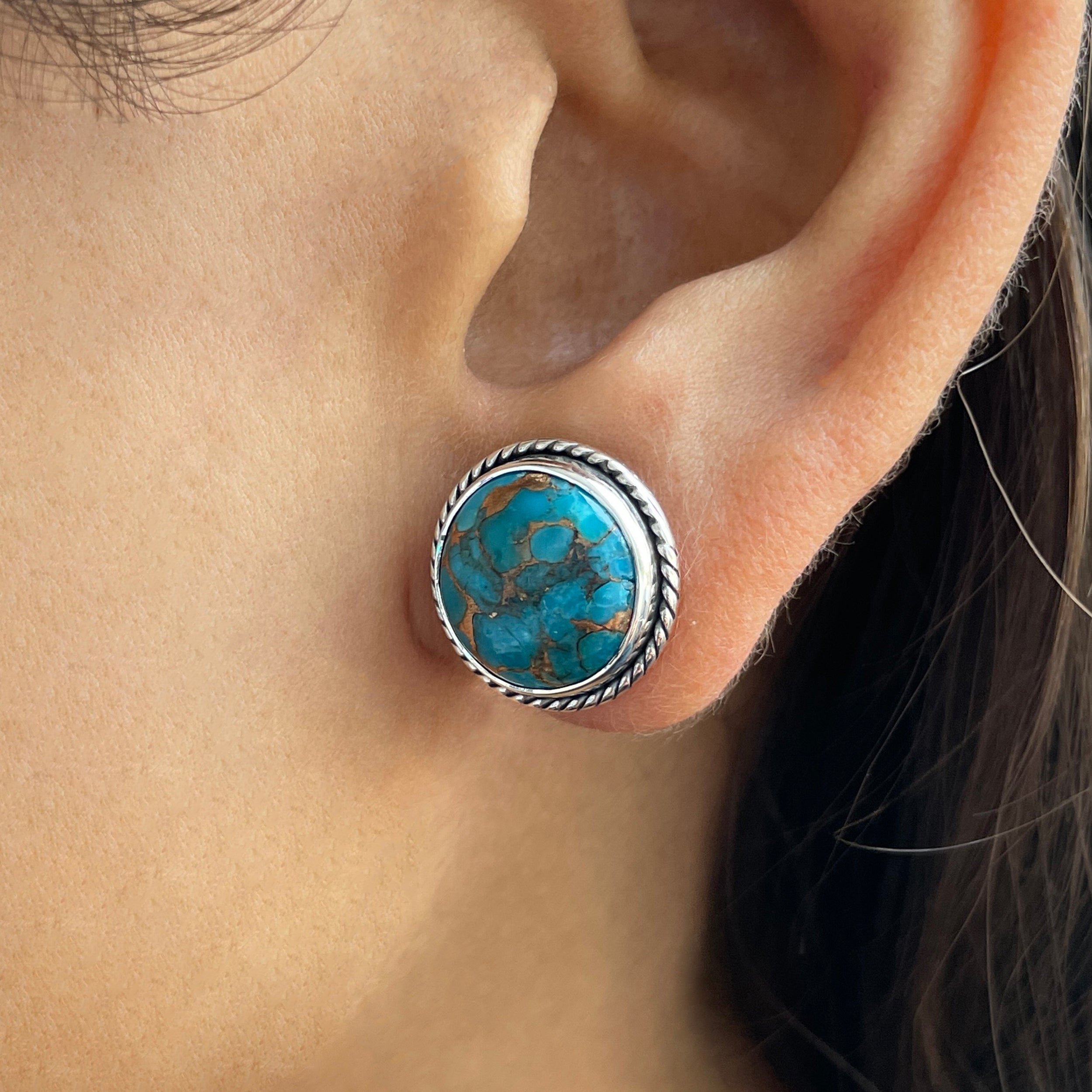 Mojave Copper Turquoise Stud Earring-(BCT-E-31.)