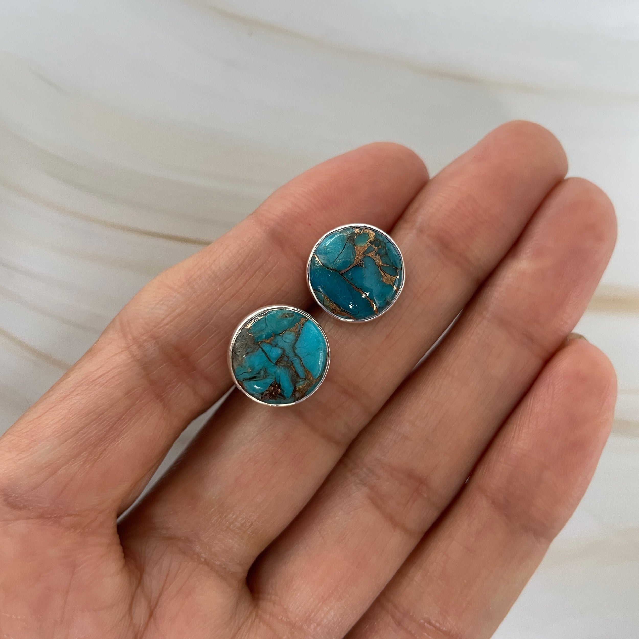Mojave Copper Turquoise Stud Earring-(BCT-E-35.)