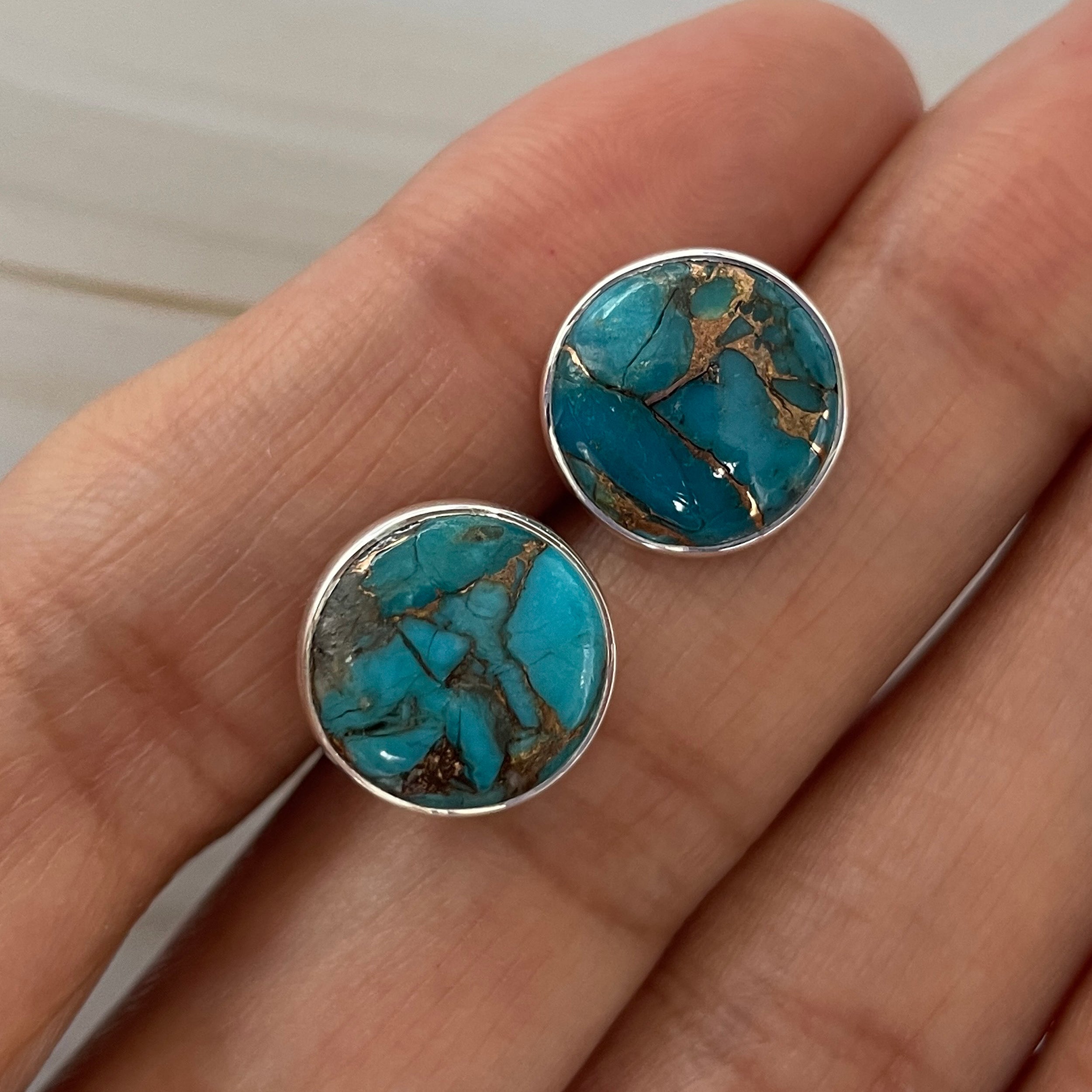 Mojave Copper Turquoise Stud Earring-(BCT-E-35.)