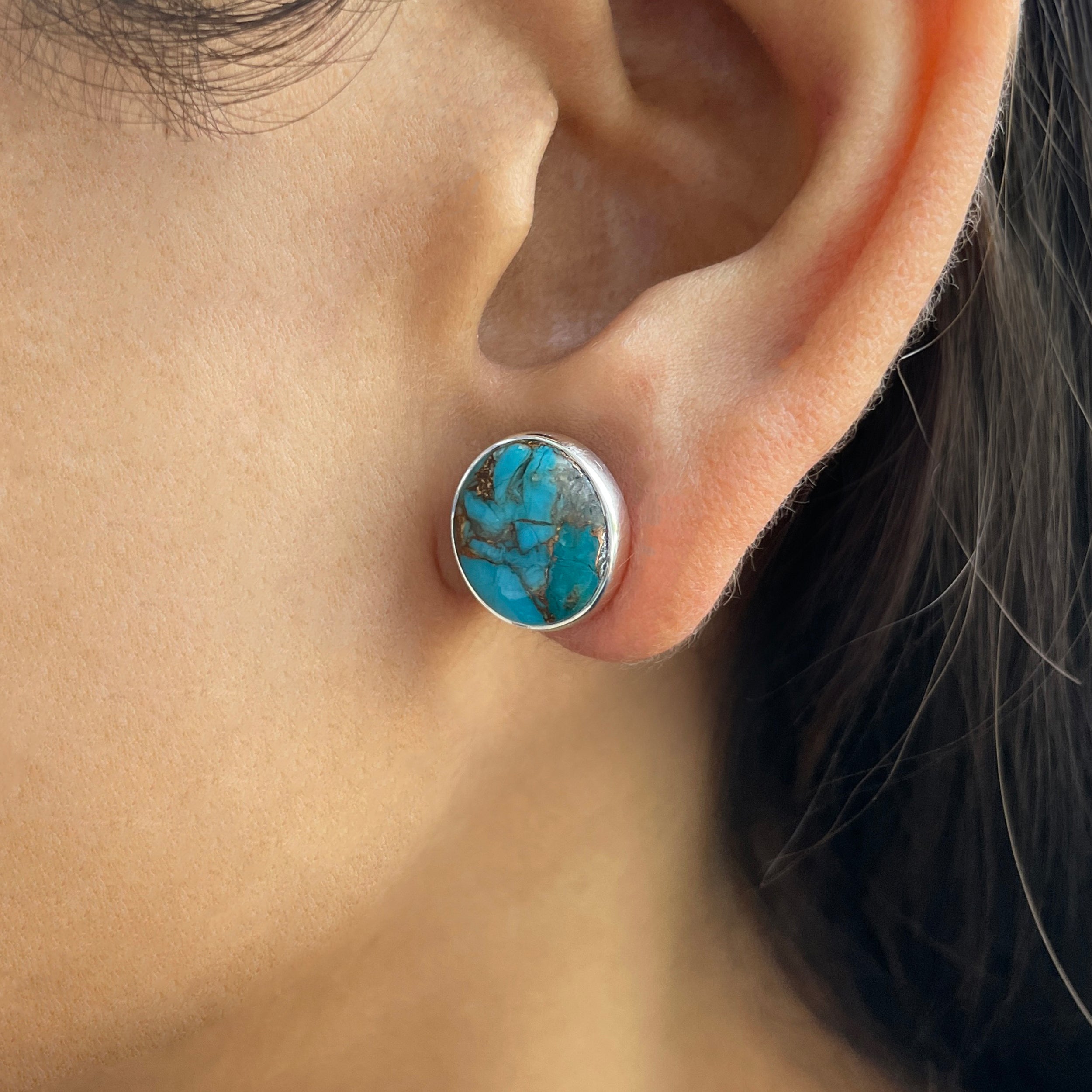Mojave Copper Turquoise Stud Earring-(BCT-E-35.)
