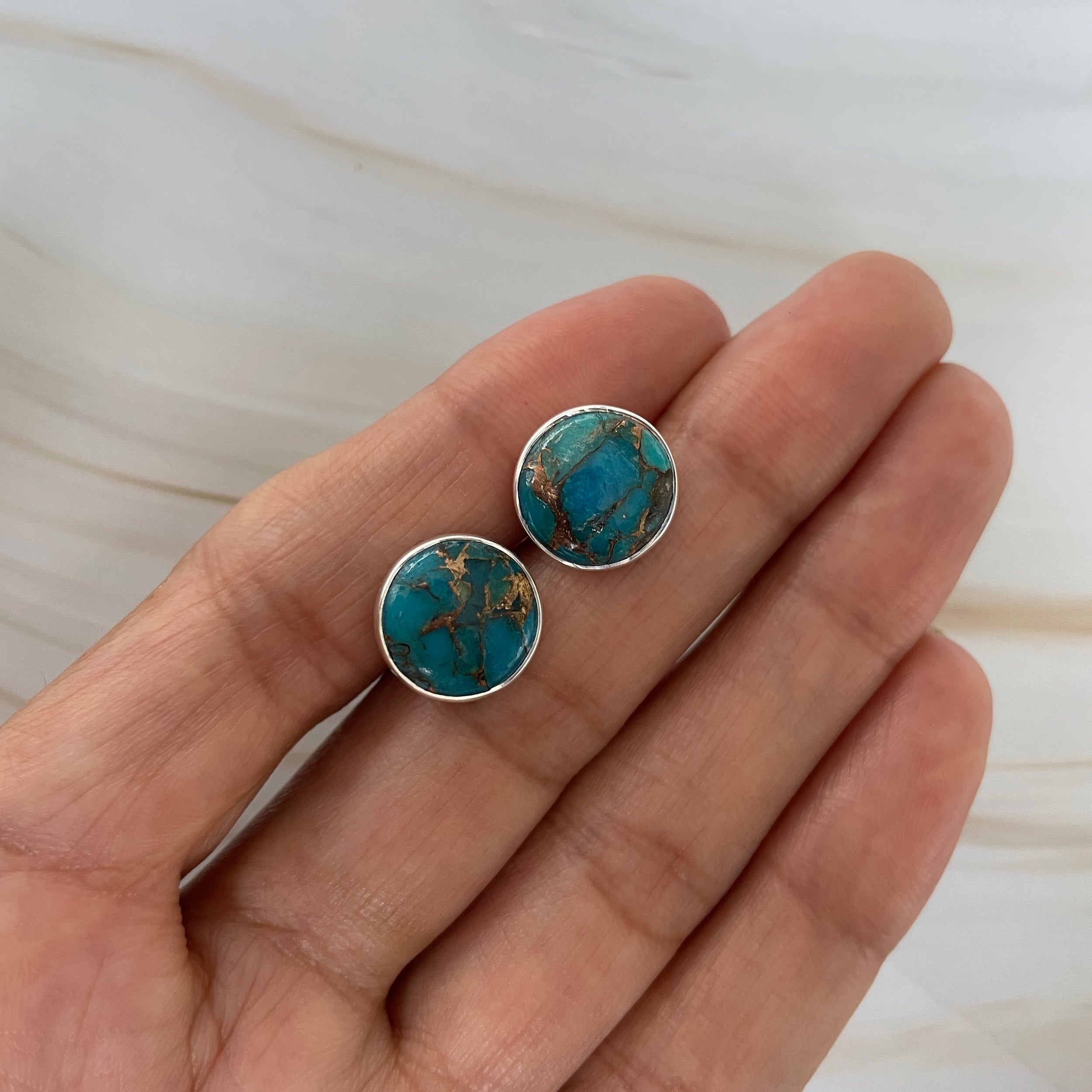 Mojave Copper Turquoise Stud Earring-(BCT-E-36.)