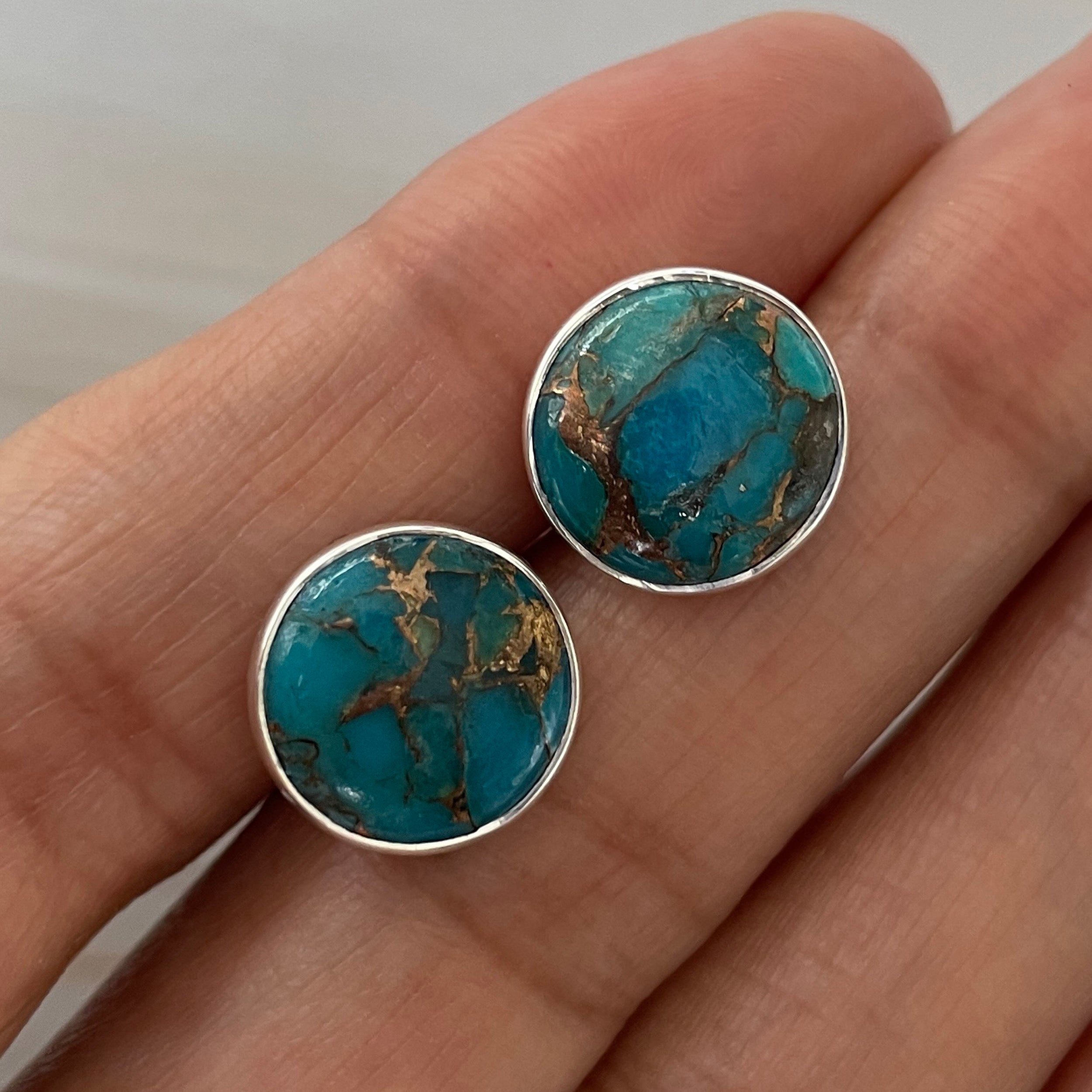 Mojave Copper Turquoise Stud Earring-(BCT-E-36.)