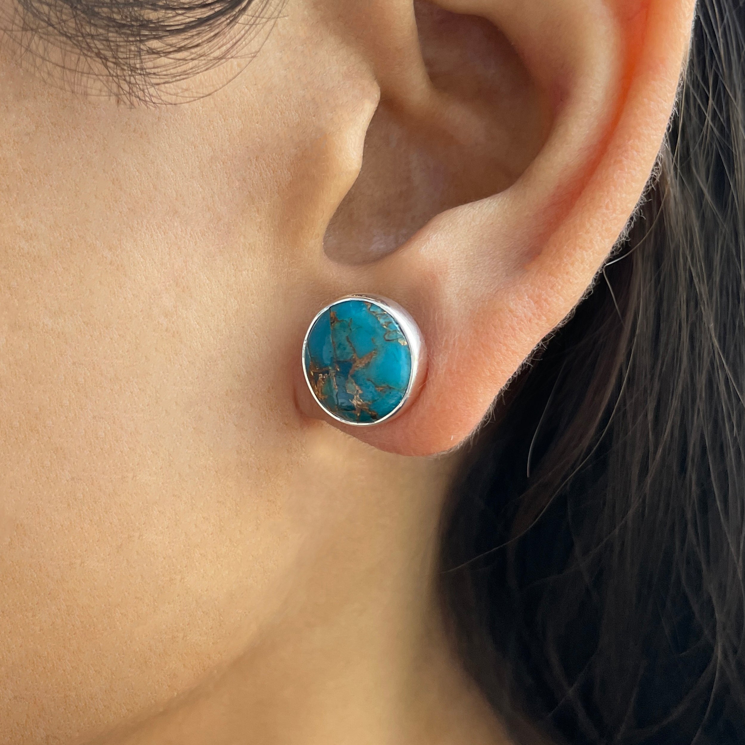 Mojave Copper Turquoise Stud Earring-(BCT-E-36.)