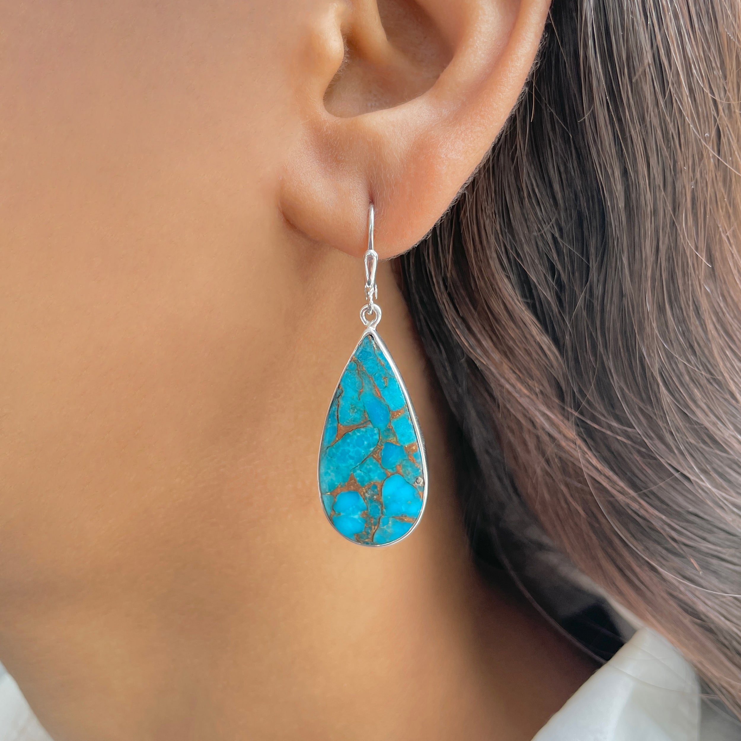 Mojave Copper Turquoise Earring-(BCT-E-47.)