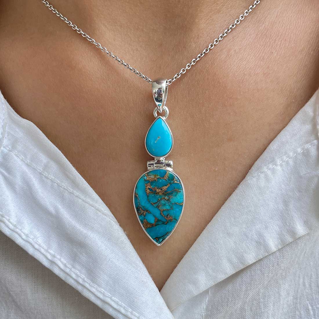 Mojave Copper Turquoise Pendant-(BCT-P-1.)