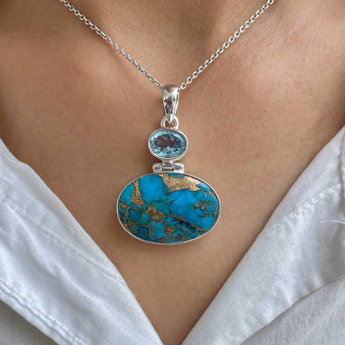 Mojave Copper Turquoise Pendant-(BCT-P-10.)