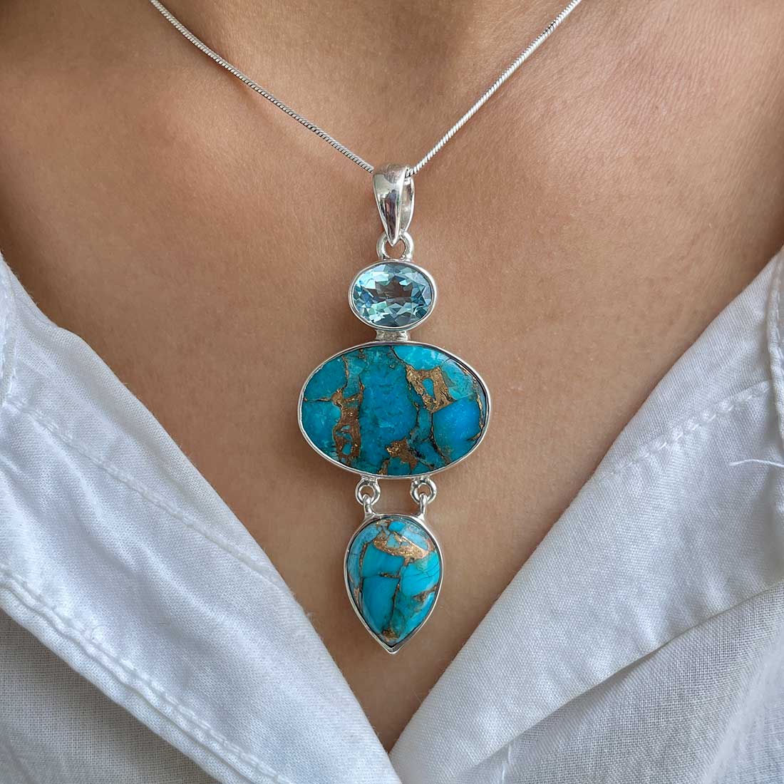 Mojave Copper Turquoise Pendant-(BCT-P-11.)
