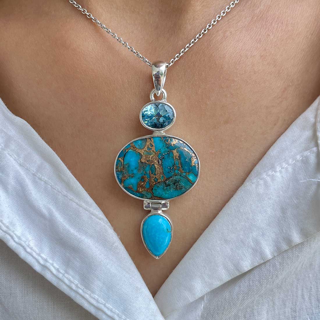 Mojave Copper Turquoise Pendant-(BCT-P-13.)