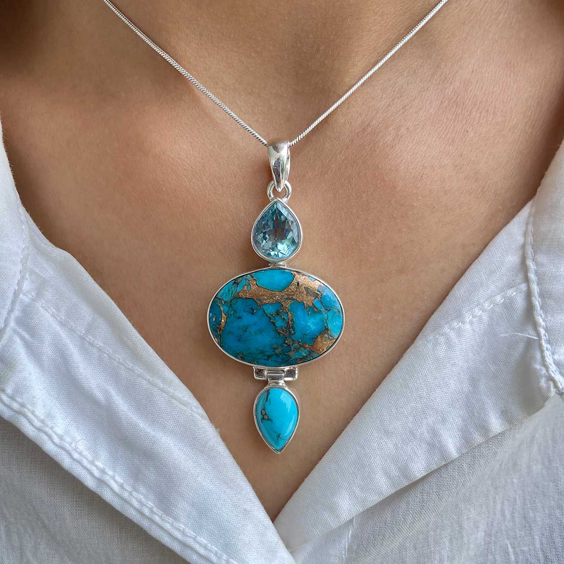 Mojave Copper Turquoise Pendant-(BCT-P-14.)