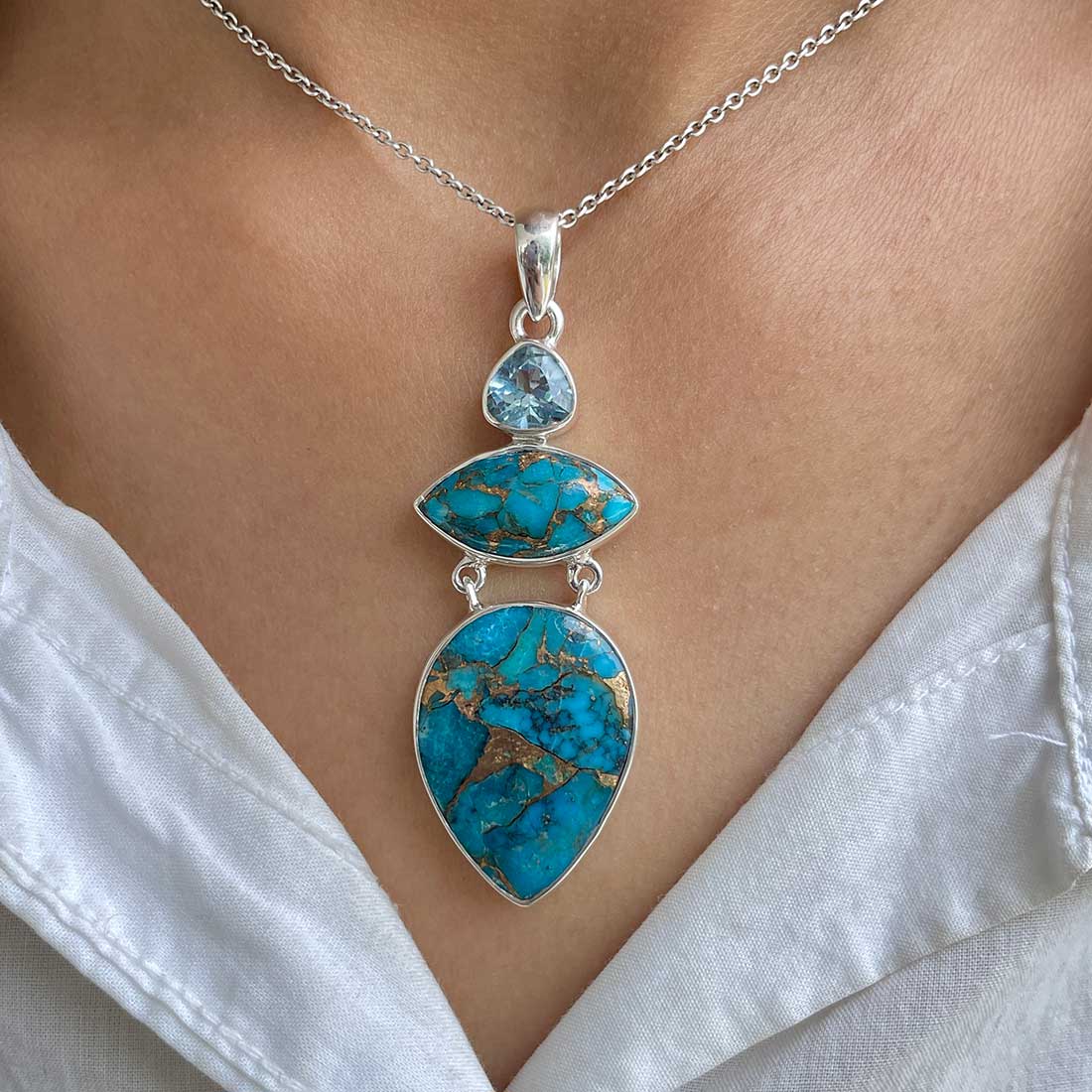 Mojave Copper Turquoise Pendant-(BCT-P-15.)