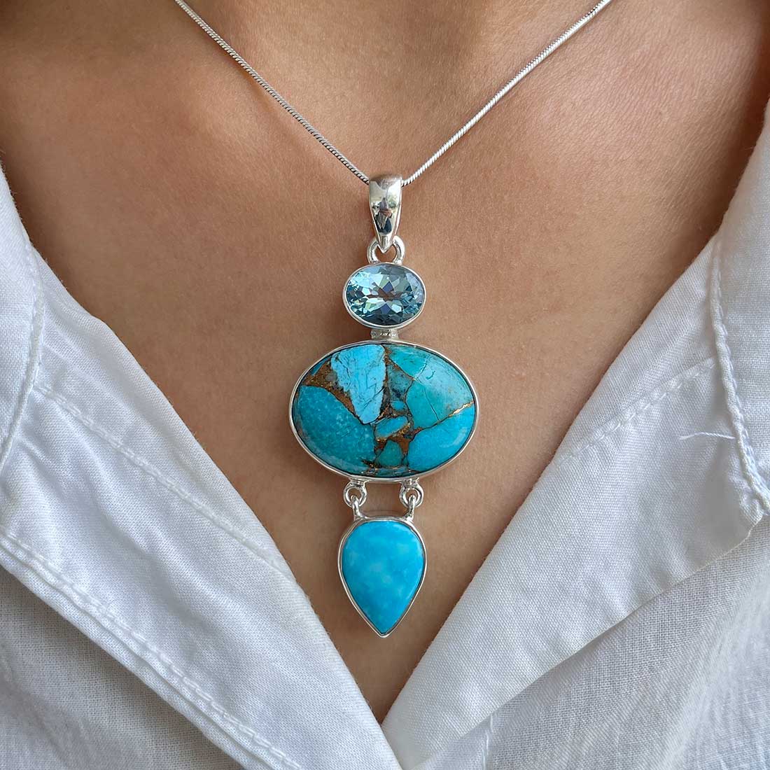 Mojave Copper Turquoise Pendant-(BCT-P-17.)