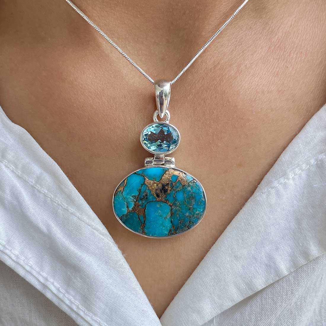 Mojave Copper Turquoise Pendant-(BCT-P-2.)