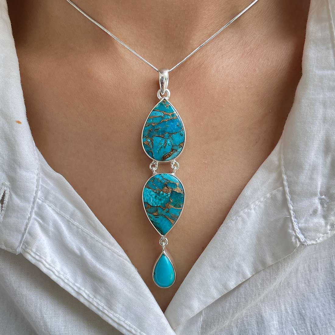 Mojave Copper Turquoise Pendant-(BCT-P-20.)