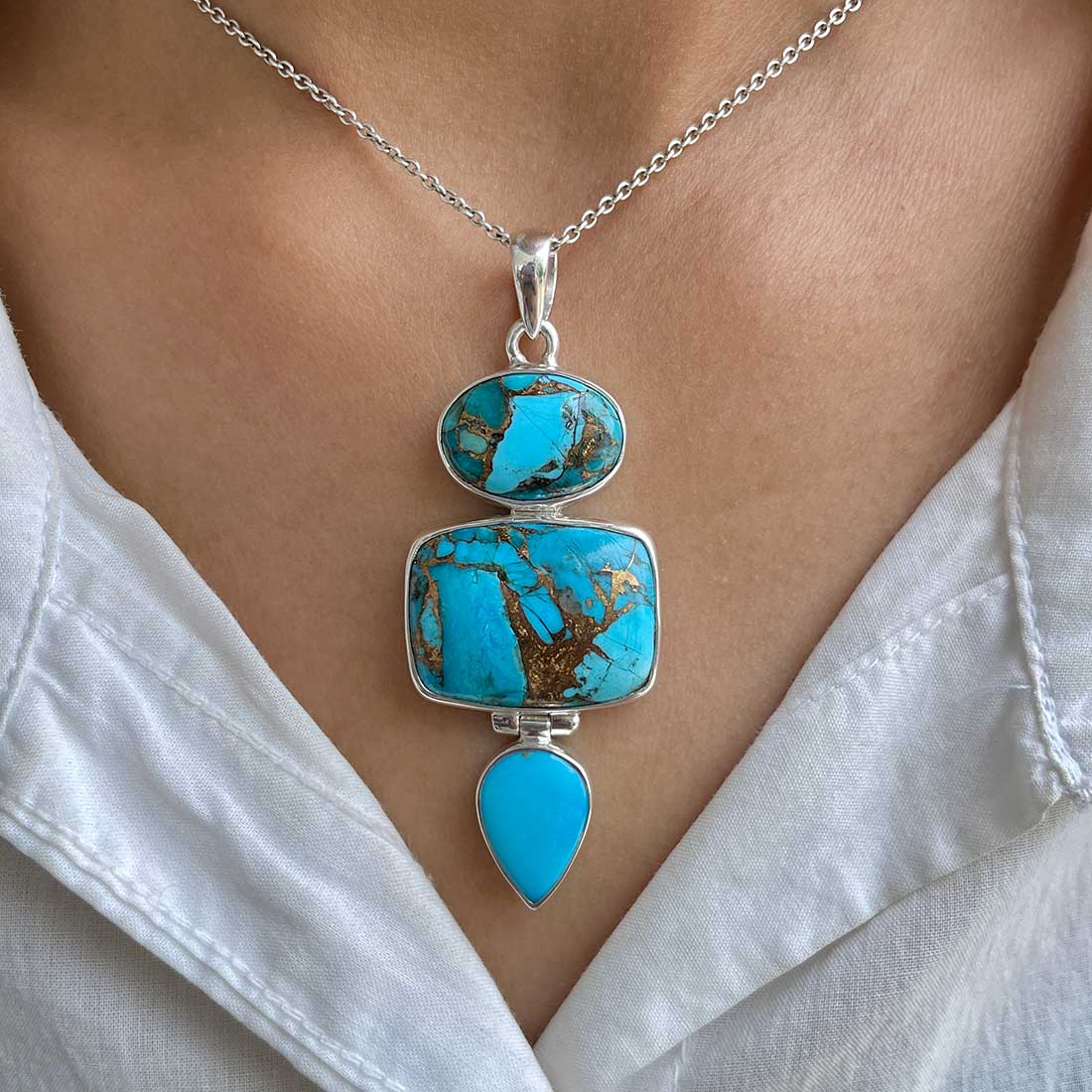 Mojave Copper Turquoise Pendant-(BCT-P-21.)