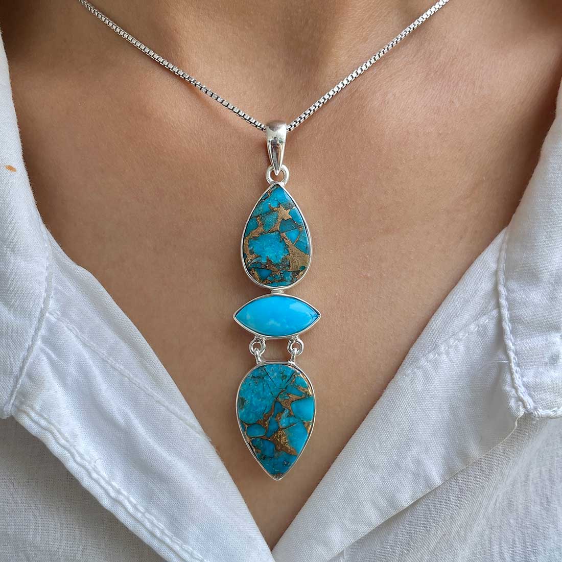 Mojave Copper Turquoise Pendant-(BCT-P-22.)