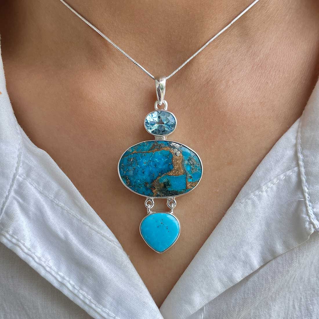 Mojave Copper Turquoise Pendant-(BCT-P-23.)