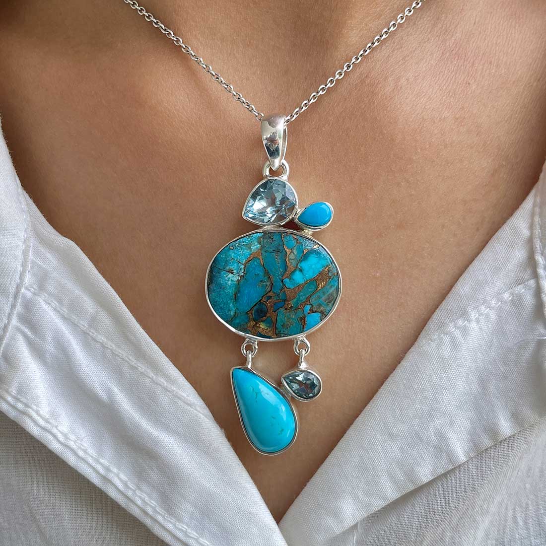 Mojave Copper Turquoise Pendant-(BCT-P-24.)