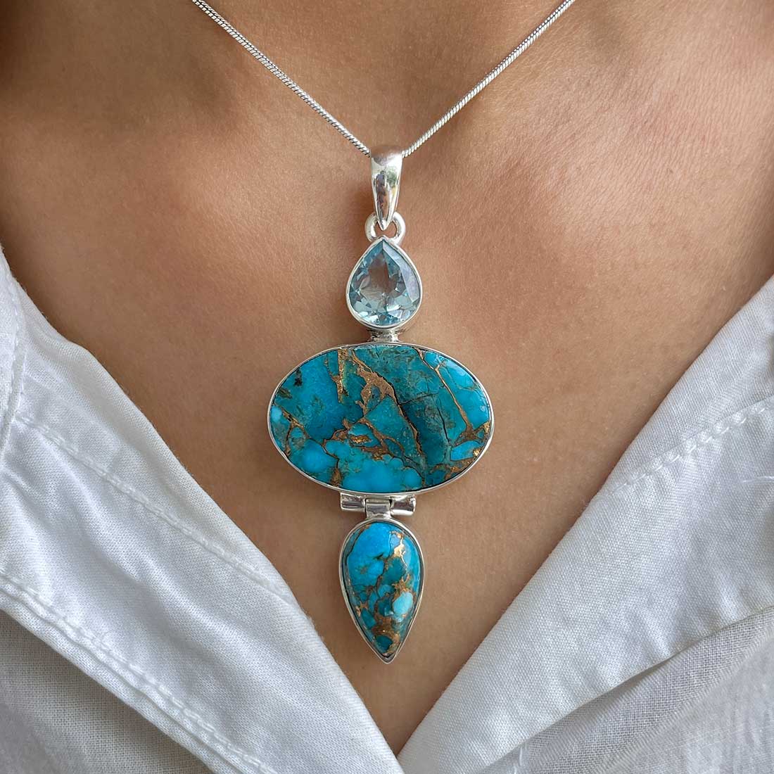 Mojave Copper Turquoise Pendant-(BCT-P-25.)