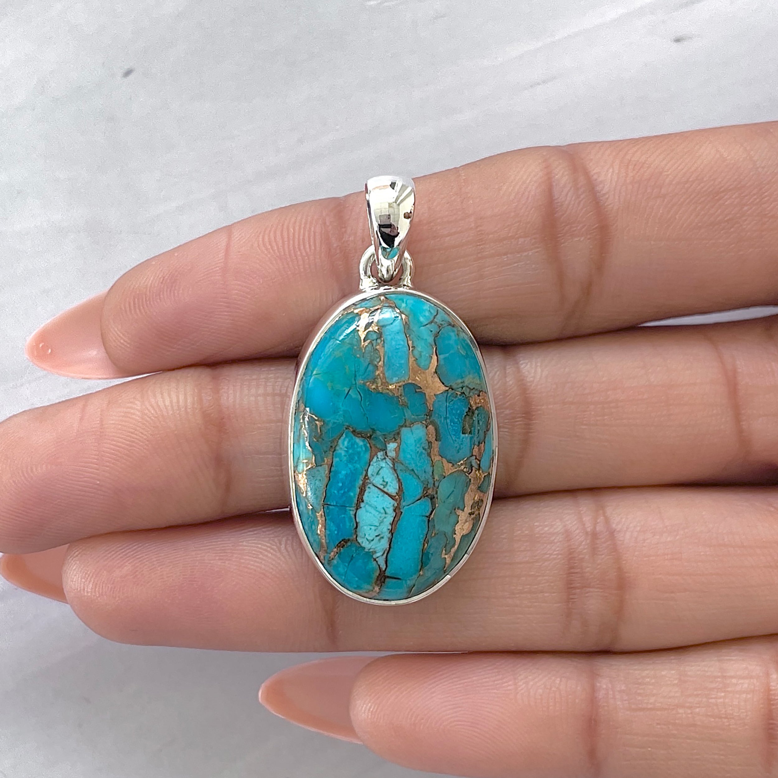 Mojave Copper Turquoise Pendant-(BCT-P-26.)