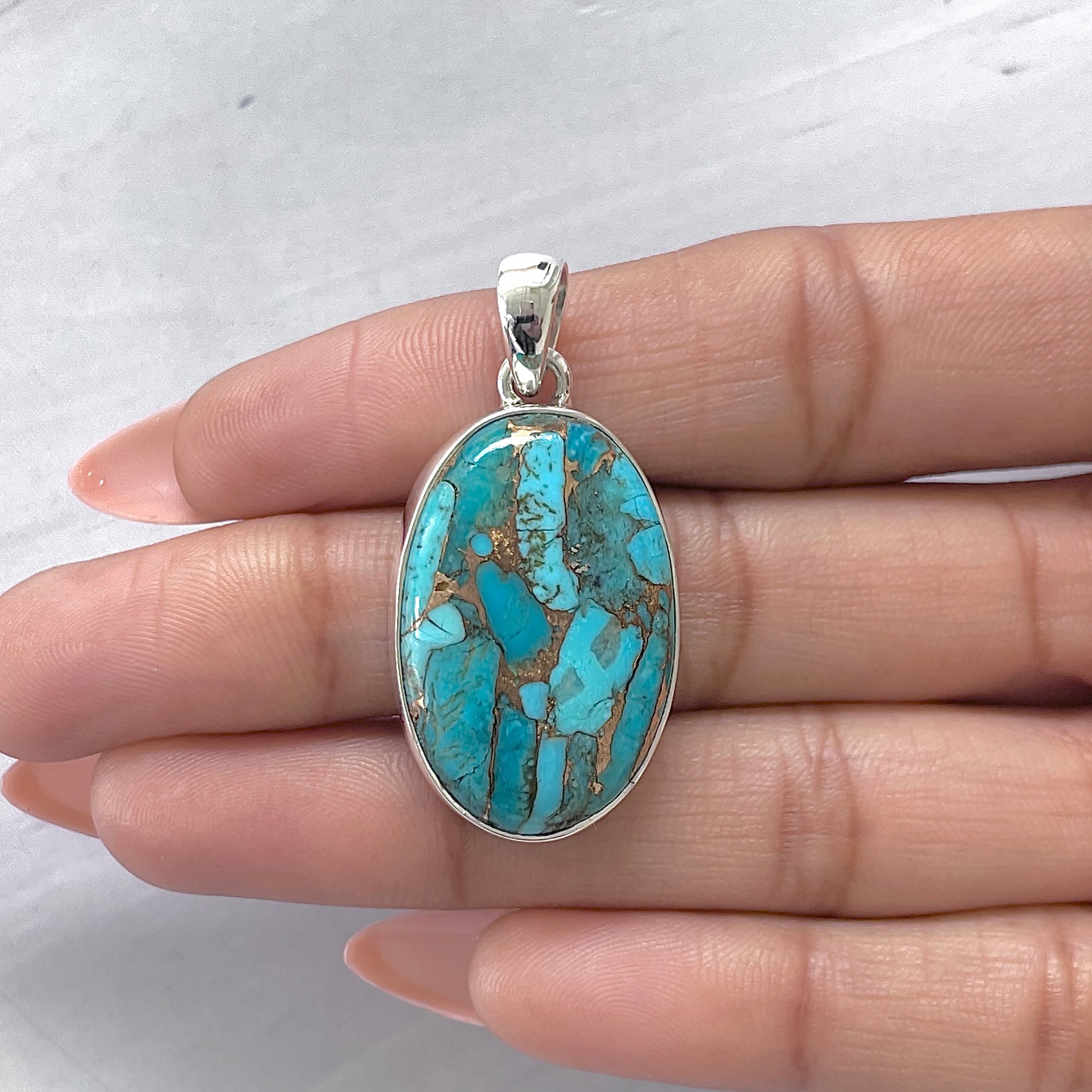 Mojave Copper Turquoise Pendant-(BCT-P-28.)