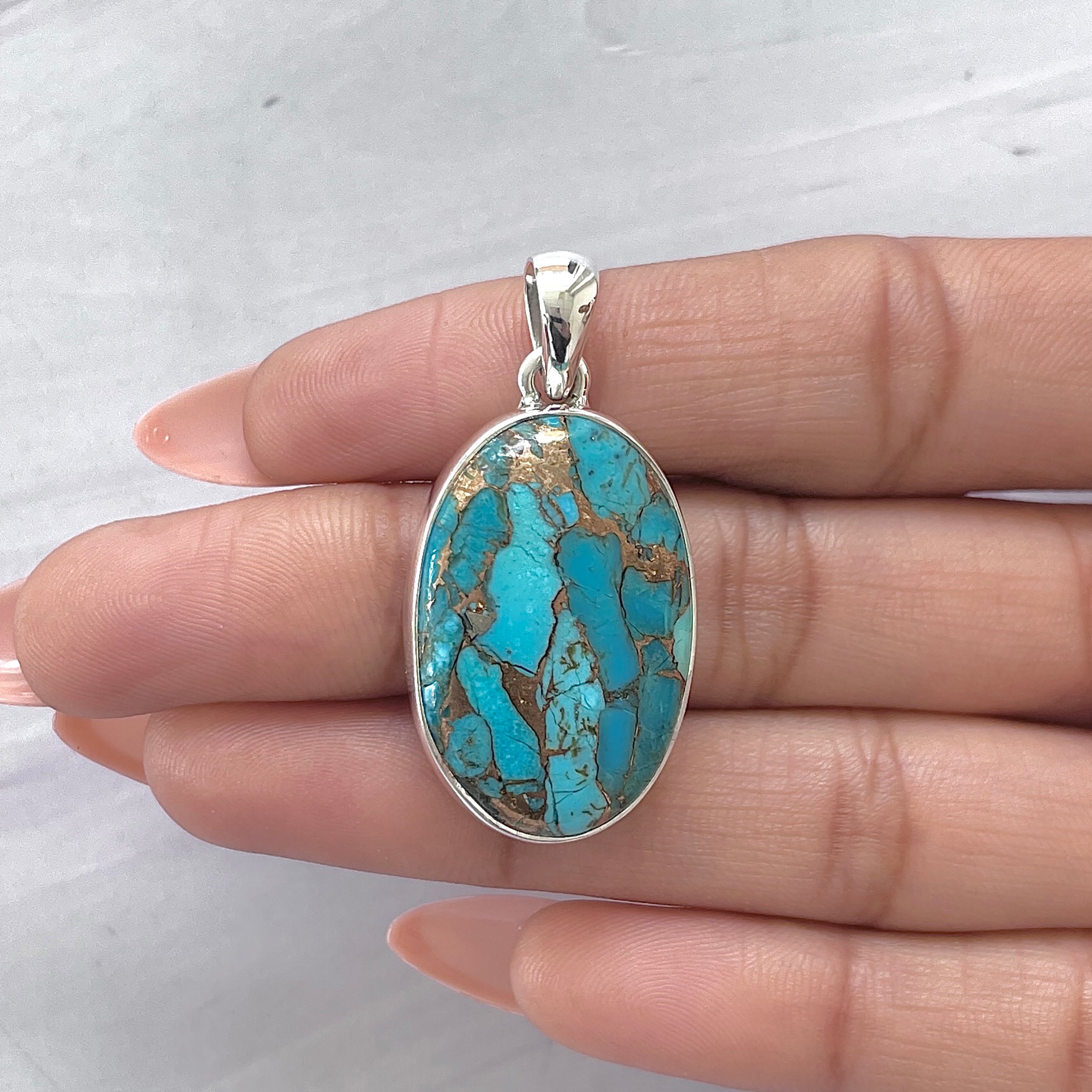 Mojave Copper Turquoise Pendant-(BCT-P-29.)