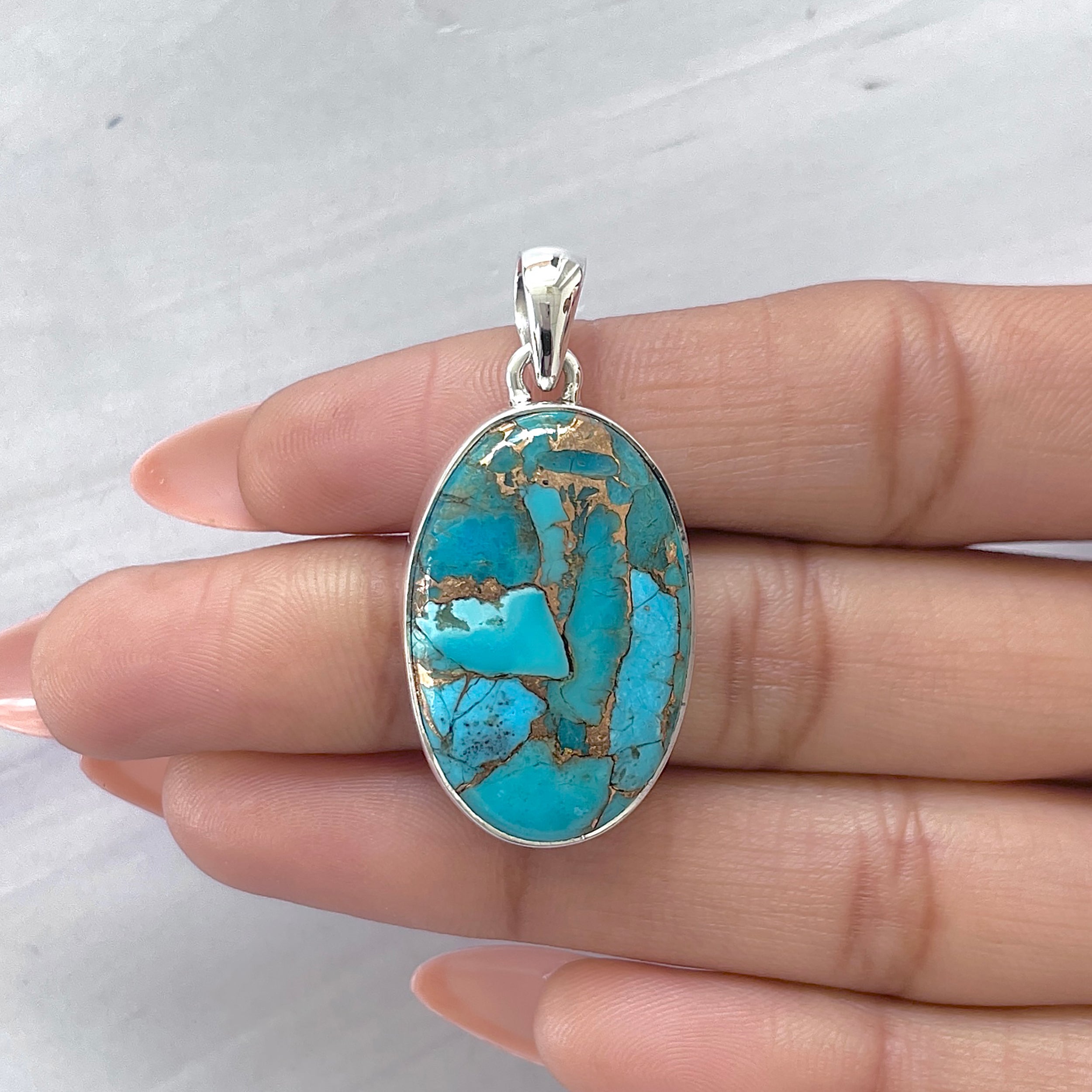 Mojave Copper Turquoise Pendant-(BCT-P-30.)