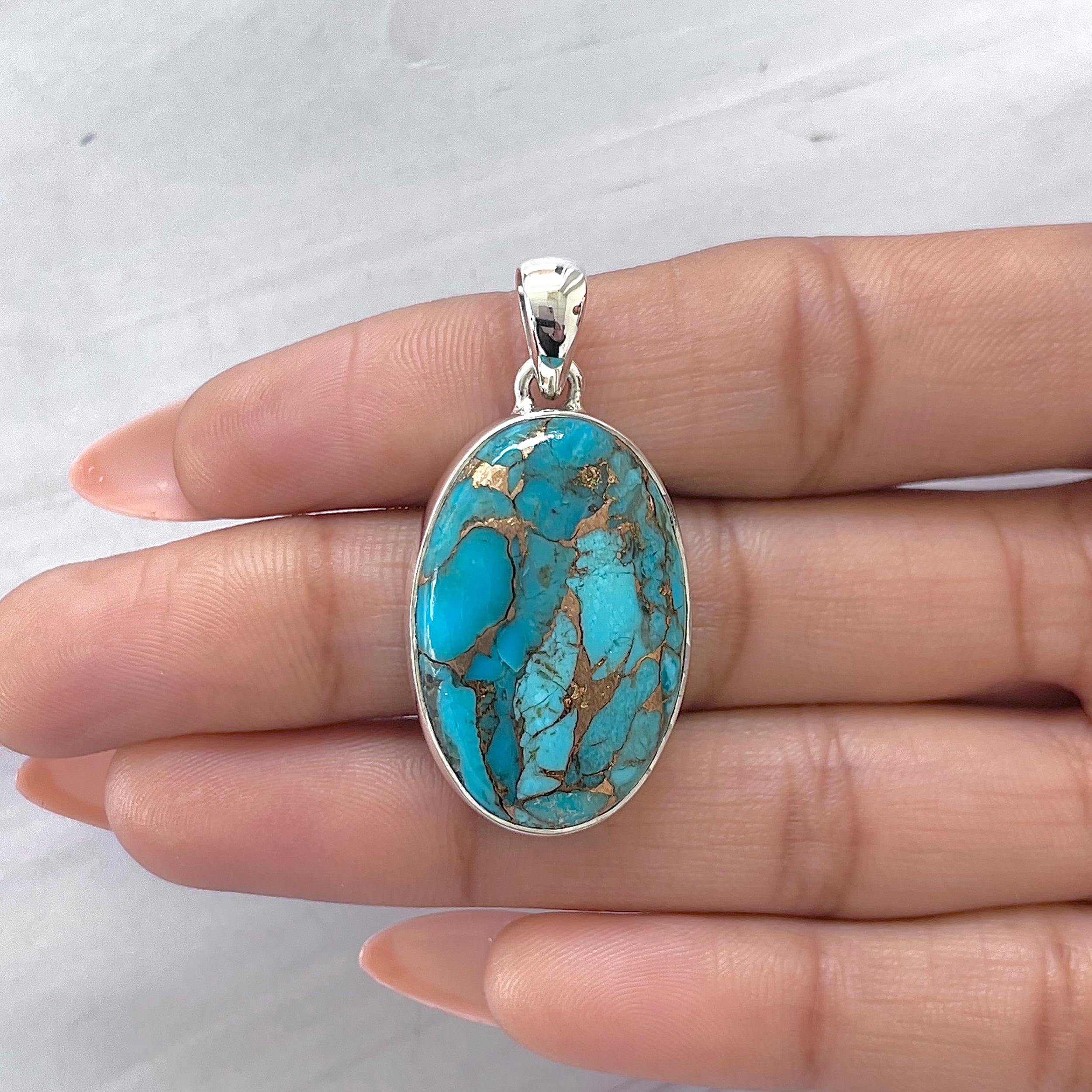 Mojave Copper Turquoise Pendant-(BCT-P-32.)