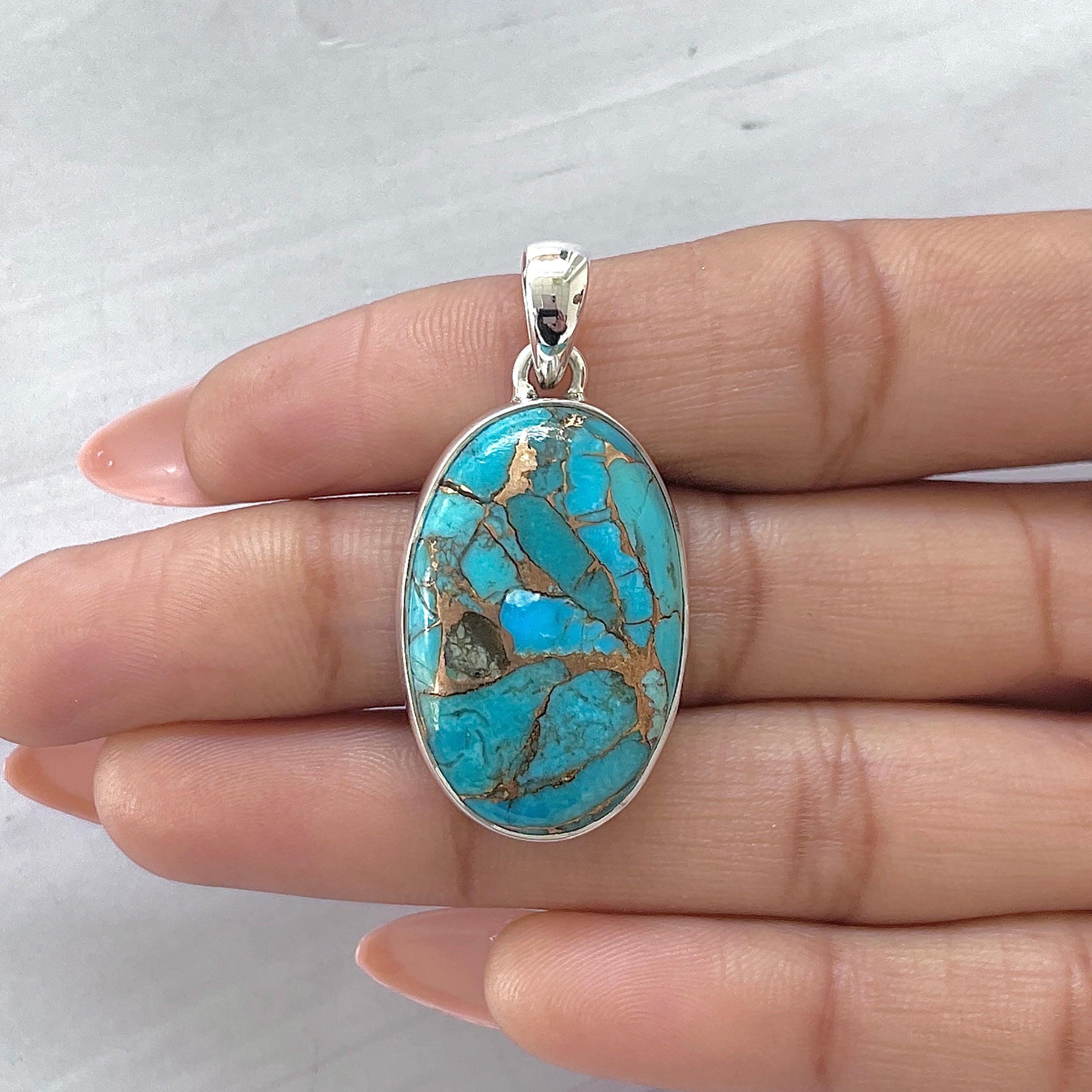 Mojave Copper Turquoise Pendant-(BCT-P-33.)