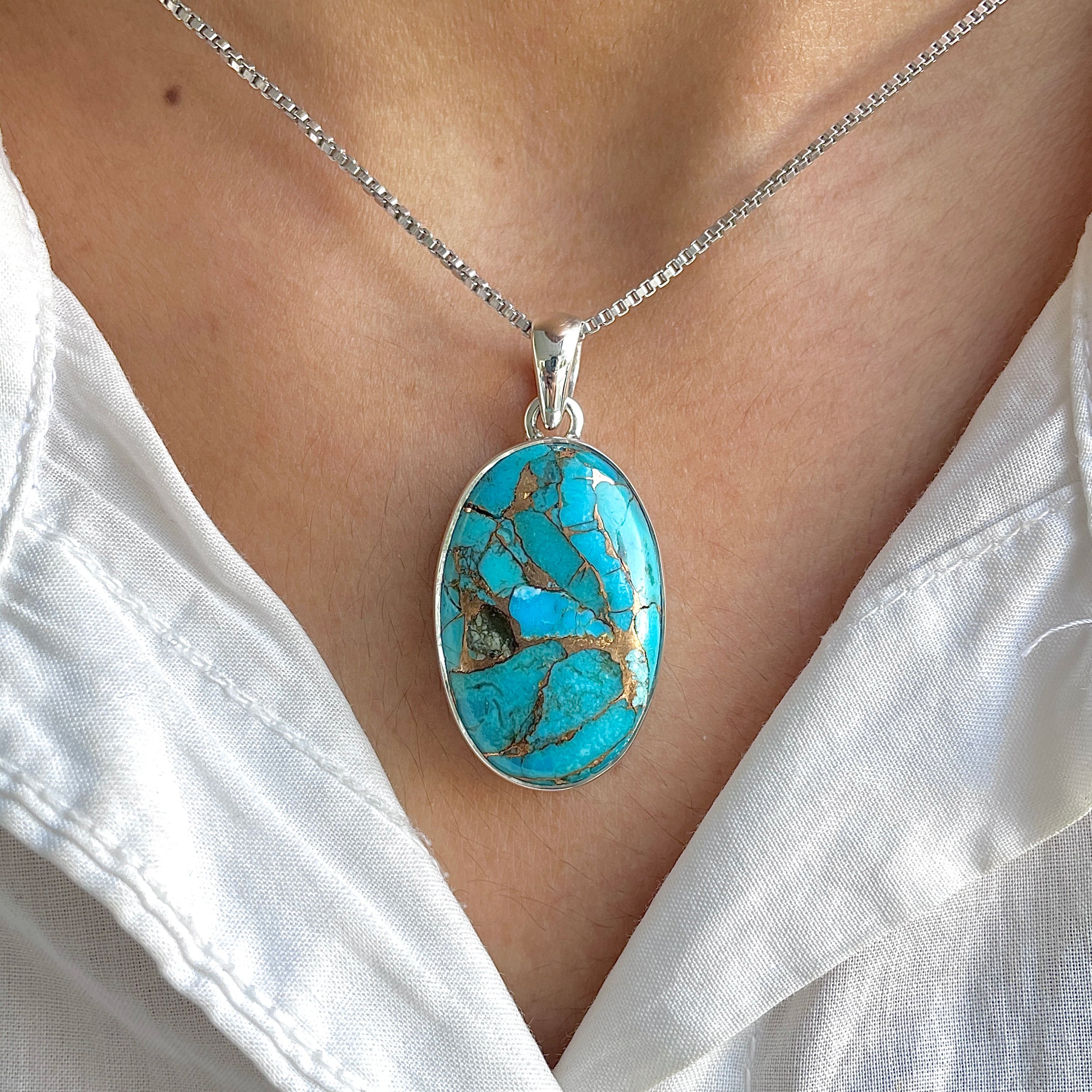 Mojave Copper Turquoise Pendant-(BCT-P-33.) – Sagacia Jewelry