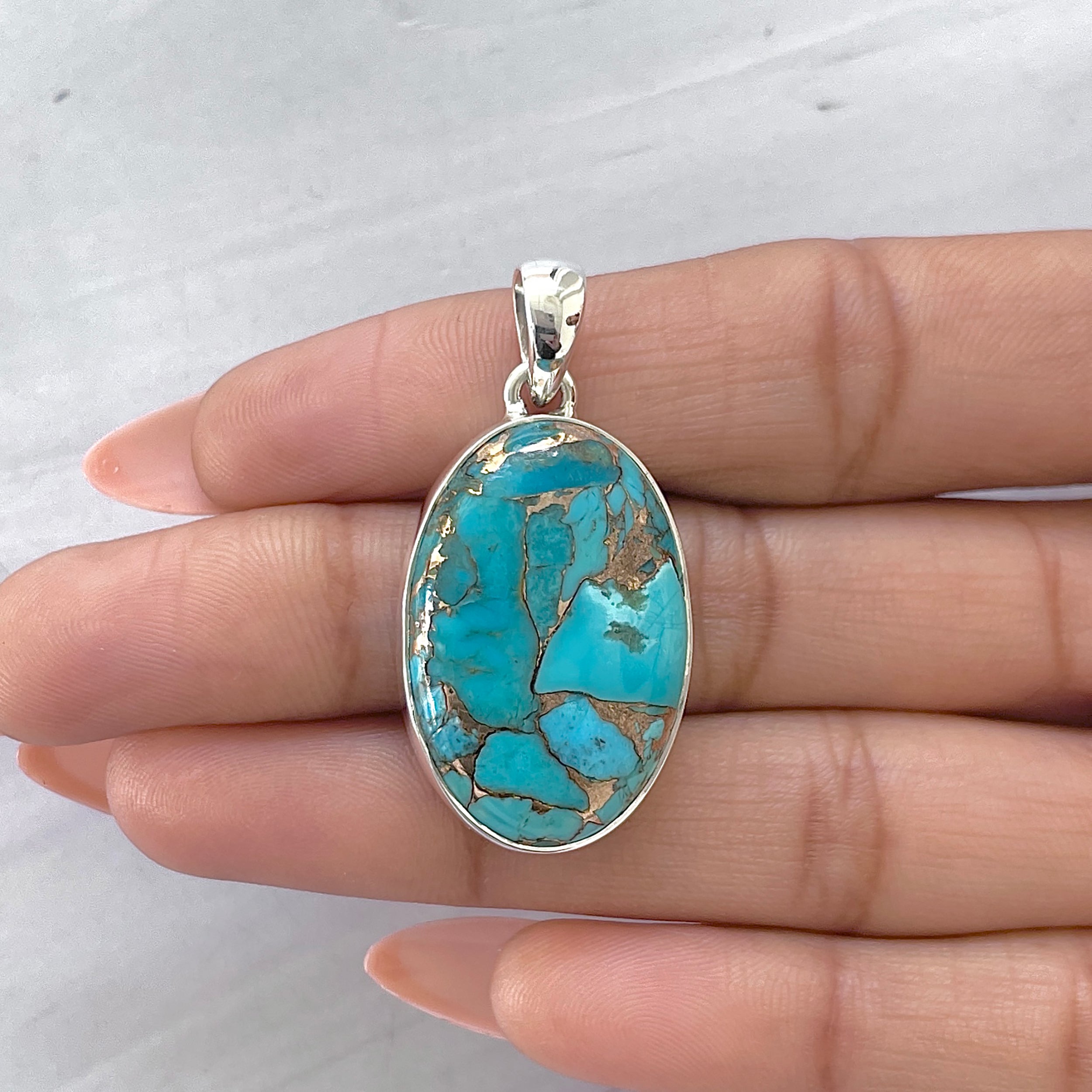 Mojave Copper Turquoise Pendant-(BCT-P-34.)