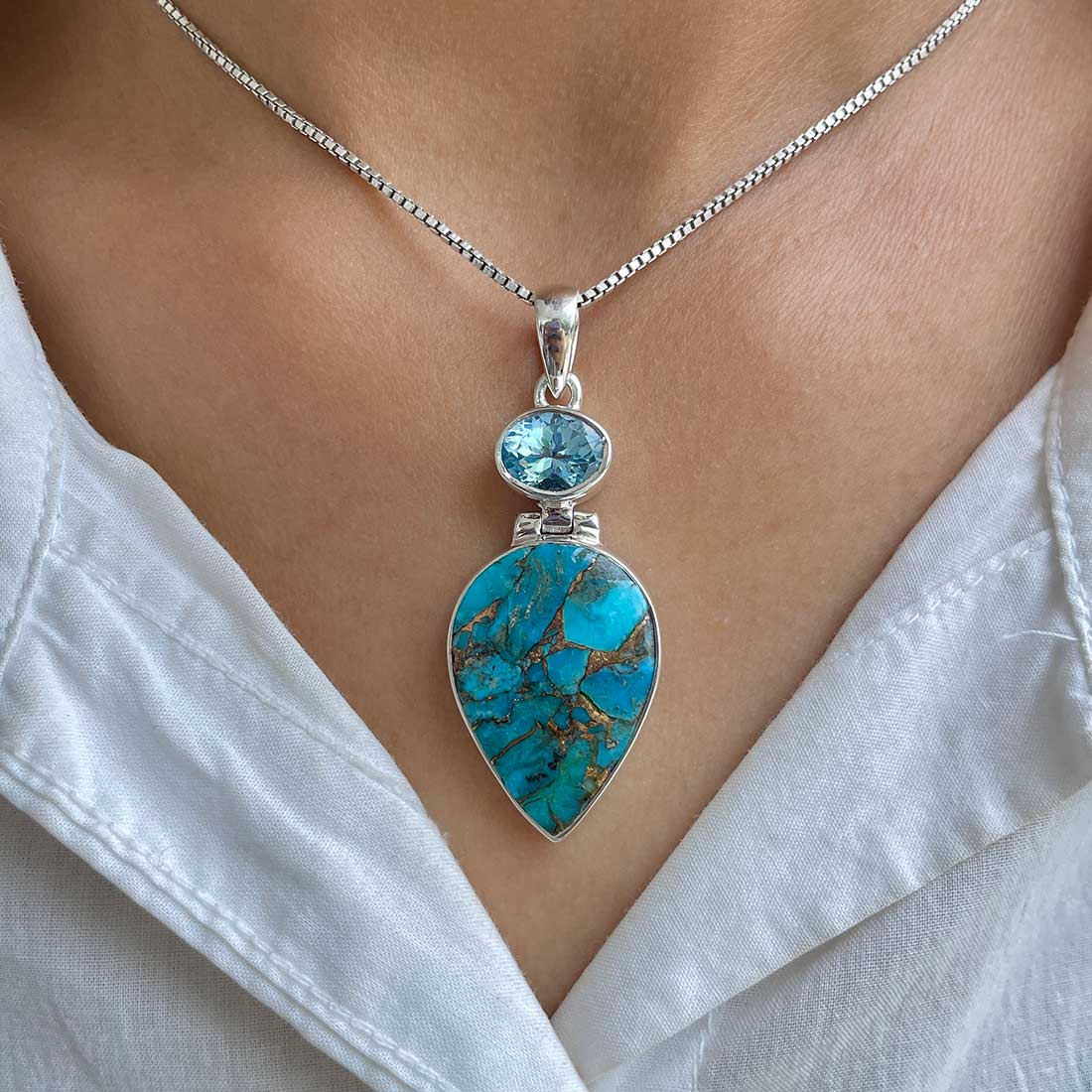 Mojave Copper Turquoise Pendant-(BCT-P-6.)