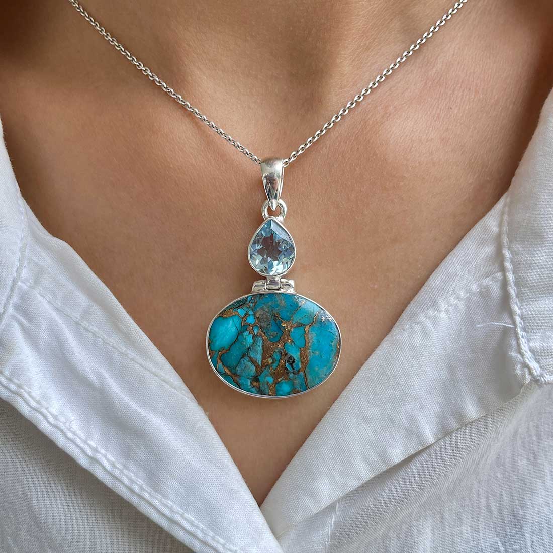 Mojave Copper Turquoise Pendant-(BCT-P-7.)